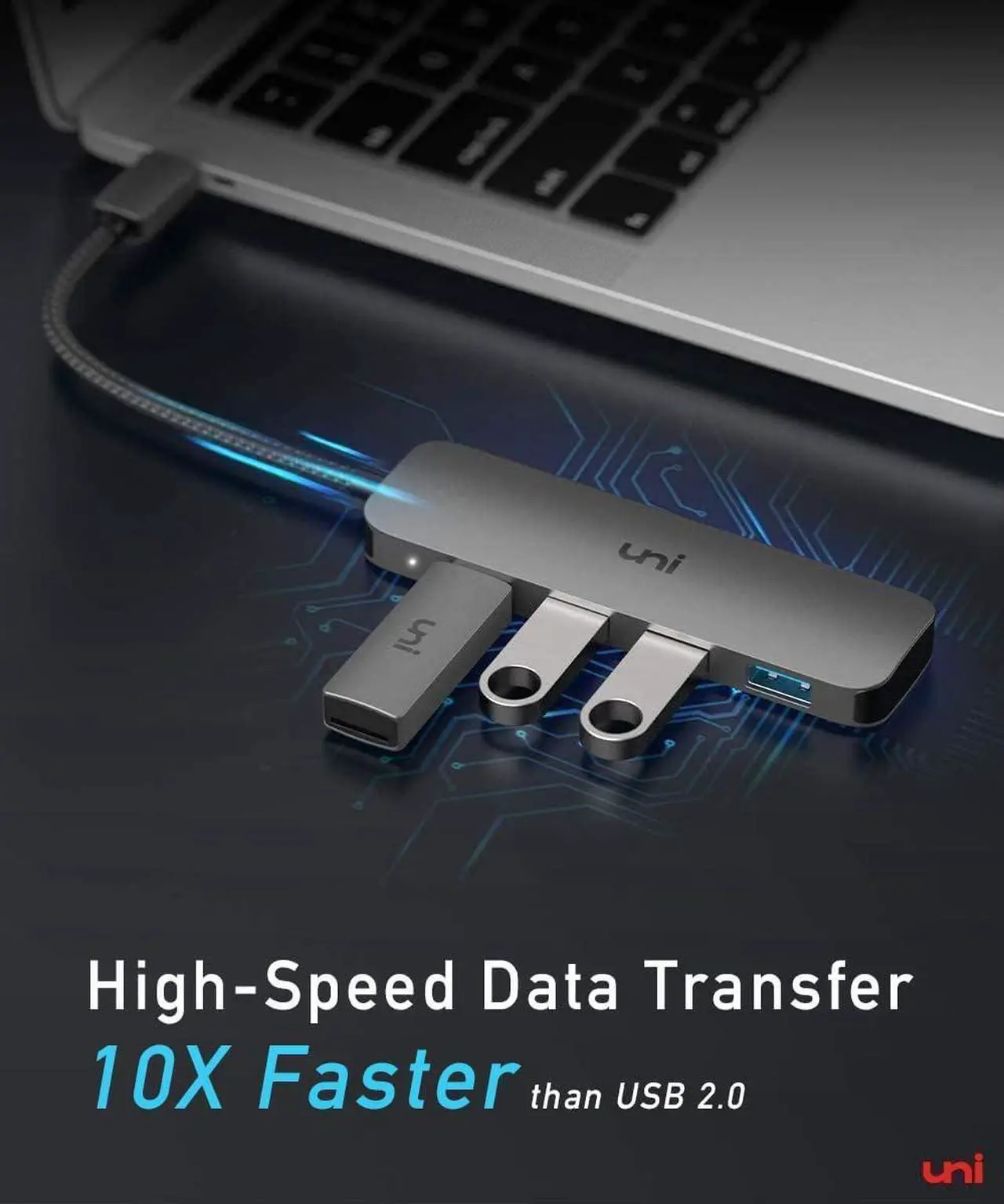 Alt view image 4 of 7 - USB C to USB Hub Multiport Adapter Aluminum 4 Ports USB C Splitter for Laptop Slim Thunderbolt 3/4 Data USB Hub Compatible for MacBook Pro/Air iPad Pro  Chromebook | Keyboard Mouse HDD