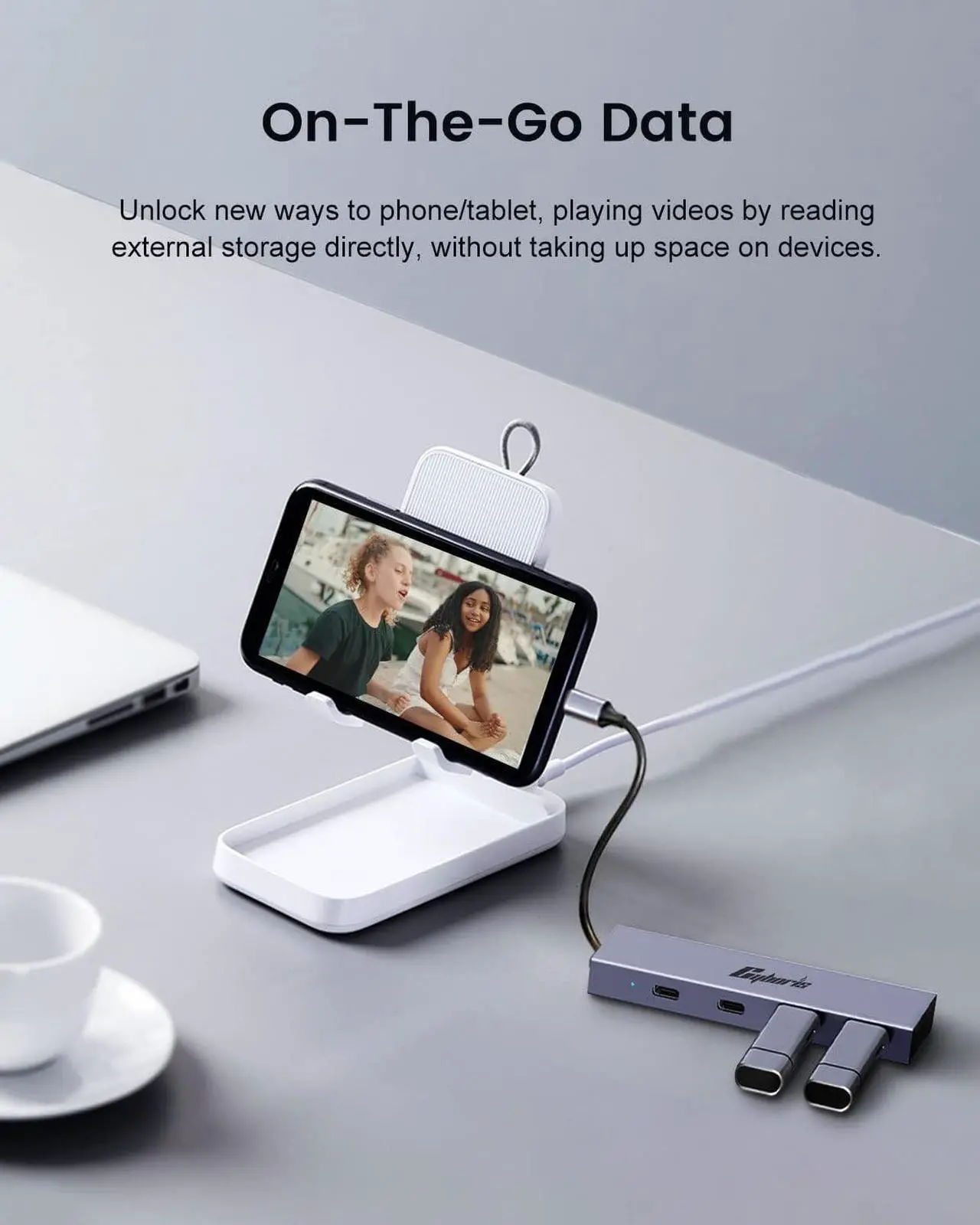 Alt view image 7 of 7 - USB C Hub, 4 Port 10Gbps USB C to USB Adapter USB 3.1 Hub GEN2, USB C Splitter Thunderbolt 3 Compatible, PD100W Powered USB C Hub, USB-C Hub for Laptop, Mobile, Tablet, PC