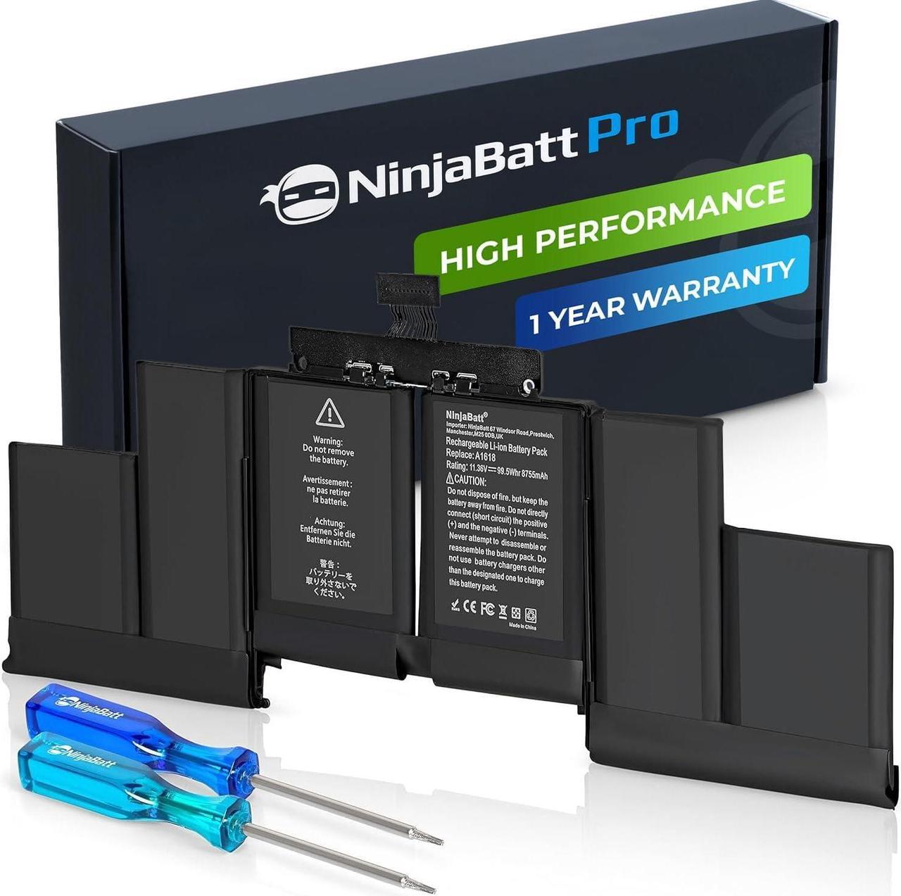 NinjaBatt Battery Replacement A1618 A1398 for Apple MacBook Pro Retina 15" [Mid 2015 Year ONLY]- Long Lasting [11.36V/99.5Wh]