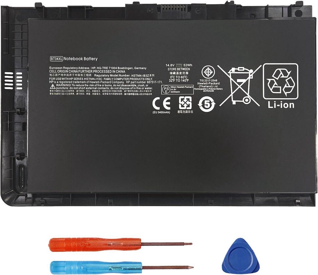 BT04XL 687945-001 Battery Compatible with HP Elitebook Folio 9470m 9480m 9470 9480 Series BT04 BT04 BA06 BA06XL 696621-001 687517-171 HSTNN-IB3Z HSTNN-I10C HSTNN-DB3Z [14.8V 52Wh]