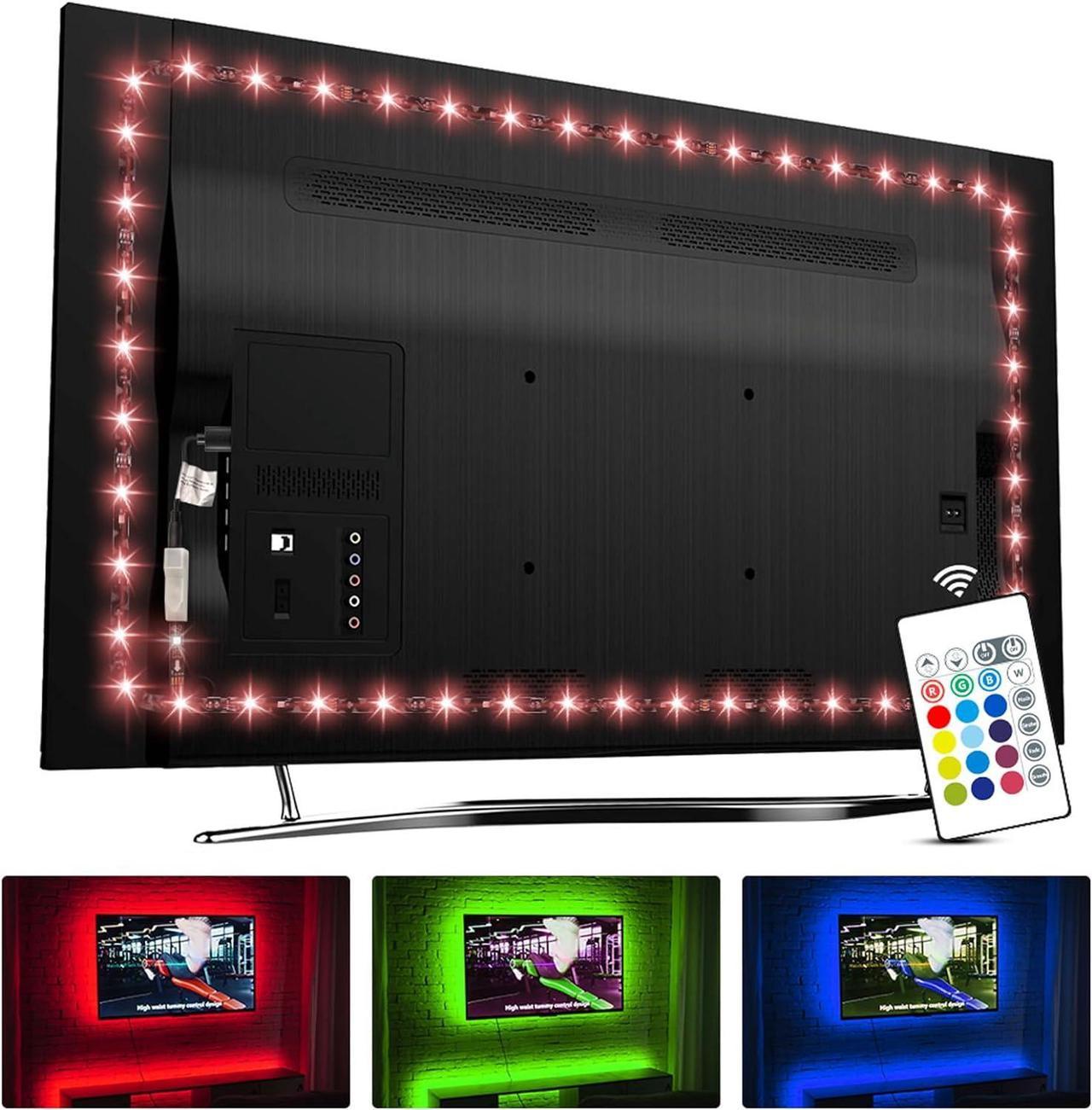 TV LED Backlight for 32-60 Inch, Hamlite USB TV Backlight with 24-Key Remote, Dimmable Flexible LED Strip Bias Lighting Work with TV/PC Monitor Behind,Work for Christmas and Thanksgiving Day