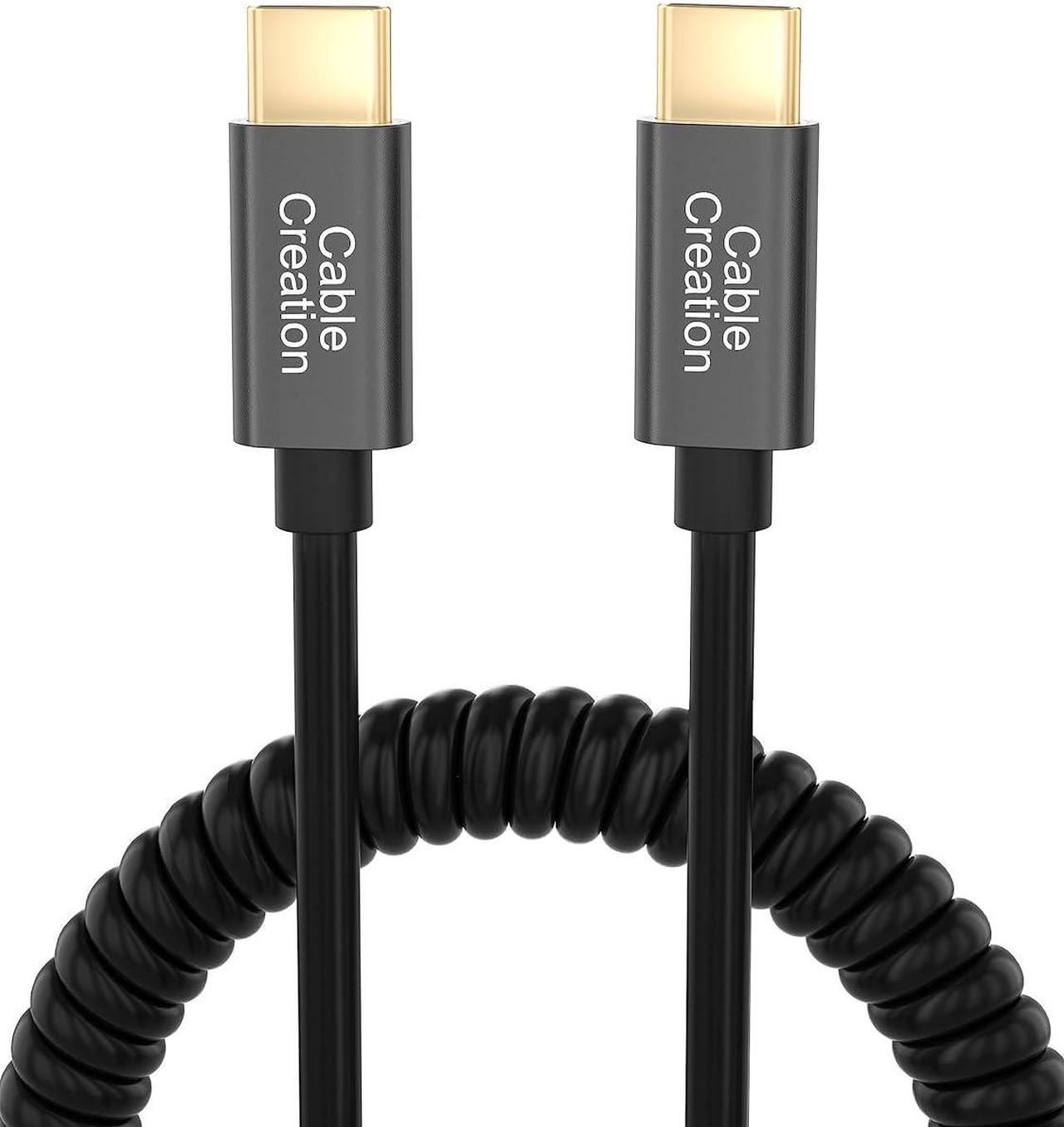 USB C Coiled Cable 5FT, CableCreation USB C Cable 3A Fast Charging Coiled USB C to USB C with Premium Aluminum Shell Stretched 1.5-5 Feet for MacBook Pro Air, Galaxy S21 S20 S10 etc