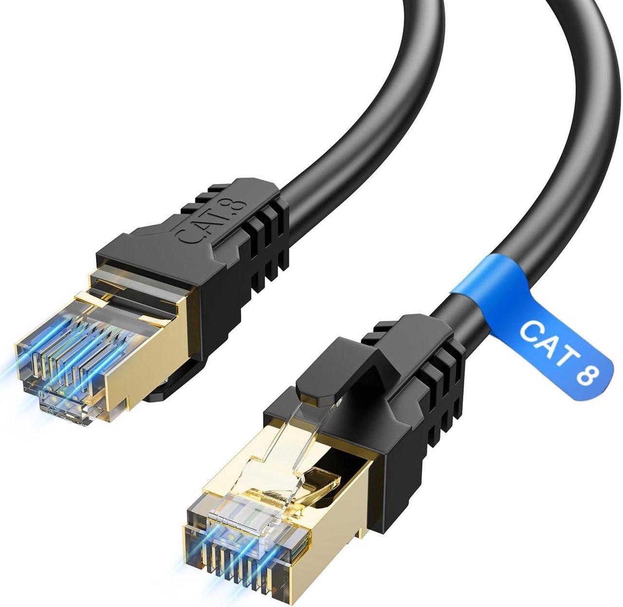 YSONG Cat 8 Ethernet Cable 15 ft,High Speed 40Gbps,2000Mhz,26AWG,Gold Plated RJ45 Connector,for Outdoor&Indoor Weatherproof UV,for/PC/Modem/Router/Gaming,Faster Than Cat7/Cat6/Cat5