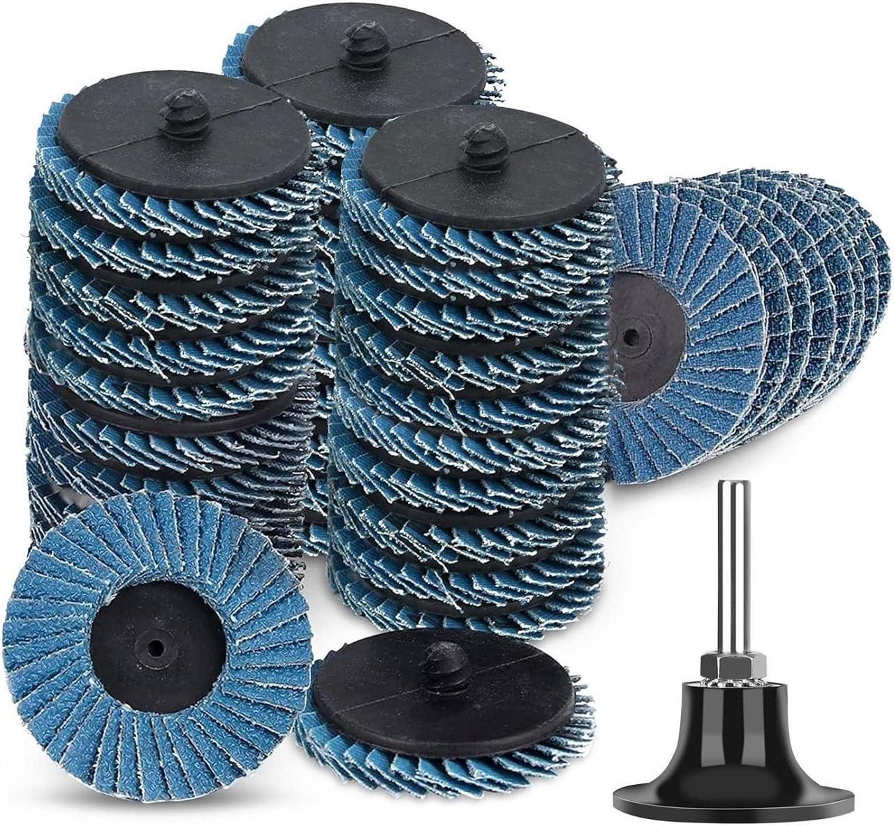 SUNJOYCO 40PCS 2 Inch Flap Disc Set with 1/4 Shank Disc Holder, Roll Lock Quick Change Sanding Discs for Die Grinder, 40/60/80/120 Grits