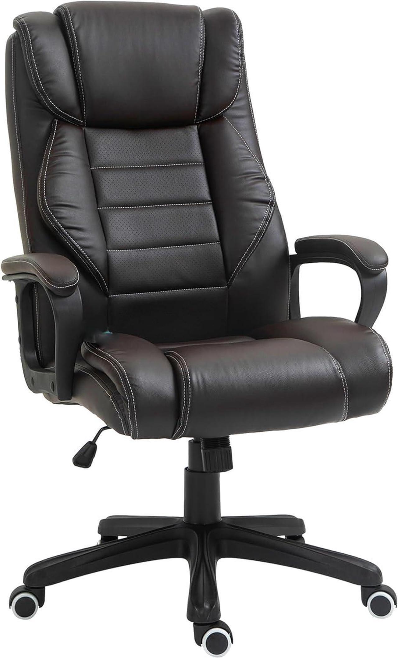 Vinsetto Massage Office Chair, High Back Executive Office Chair with 6-Point Vibration, Adjustable Height, Swivel Seat and Rocking Function, Brown