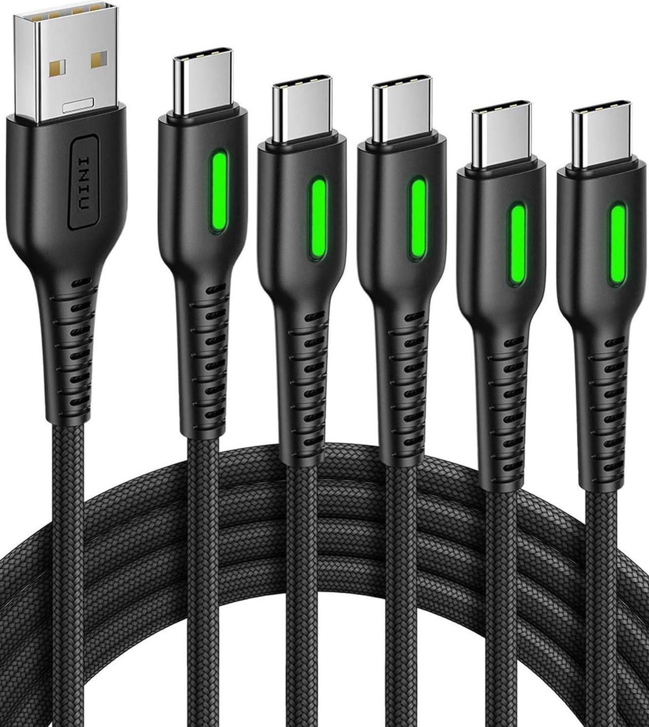 USB C Cable, INIU5 Pack3.1A QC3.0 Type C Cable Fast Charge, (1.6+3.3+3.3+6.6+6.6ft) Nylon Braided USB A to C Cable, USB C Charging Cord for iPhone 16/15 Pro Max Samsung S23 S22 S21 Note 10 LG Google