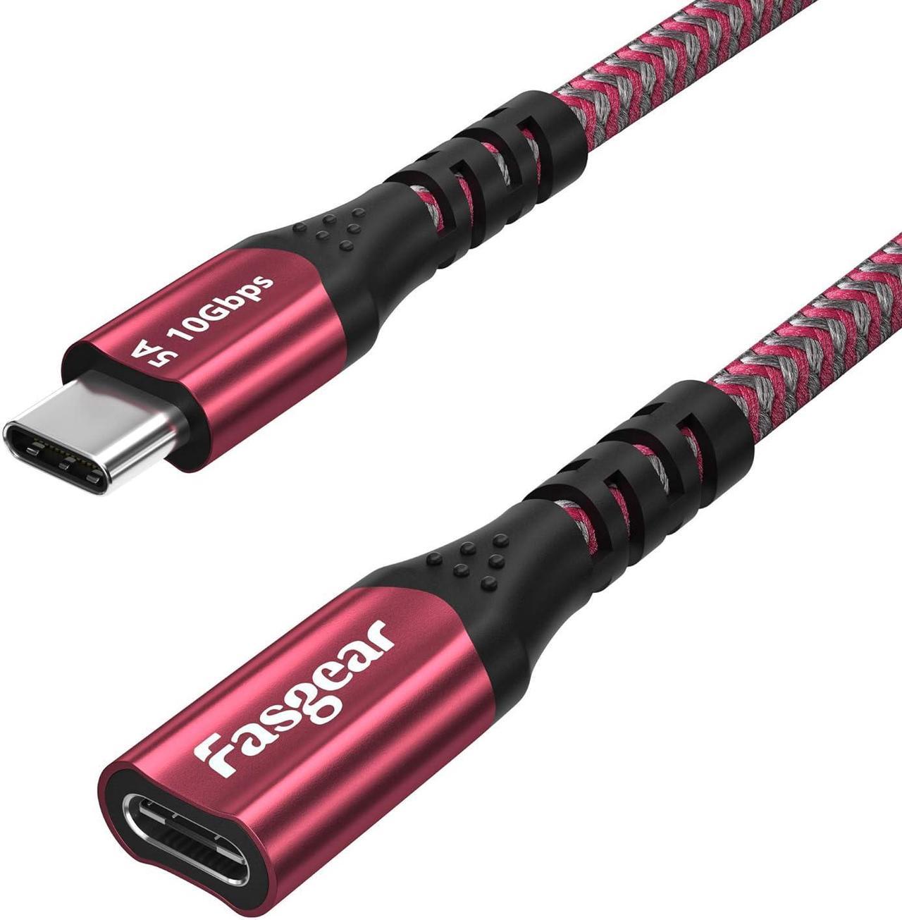 Fasgear USB C Extension Cable 6ft 10Gbps USB 3.1 Gen 2 Type C Male to Female PSVR2 Cord Support 4K Video Audio Output Compatible for Thunderbolt 3 Port,Mac-Book Pro, XPS,Switch,USB-C Hub(6ft, Red)