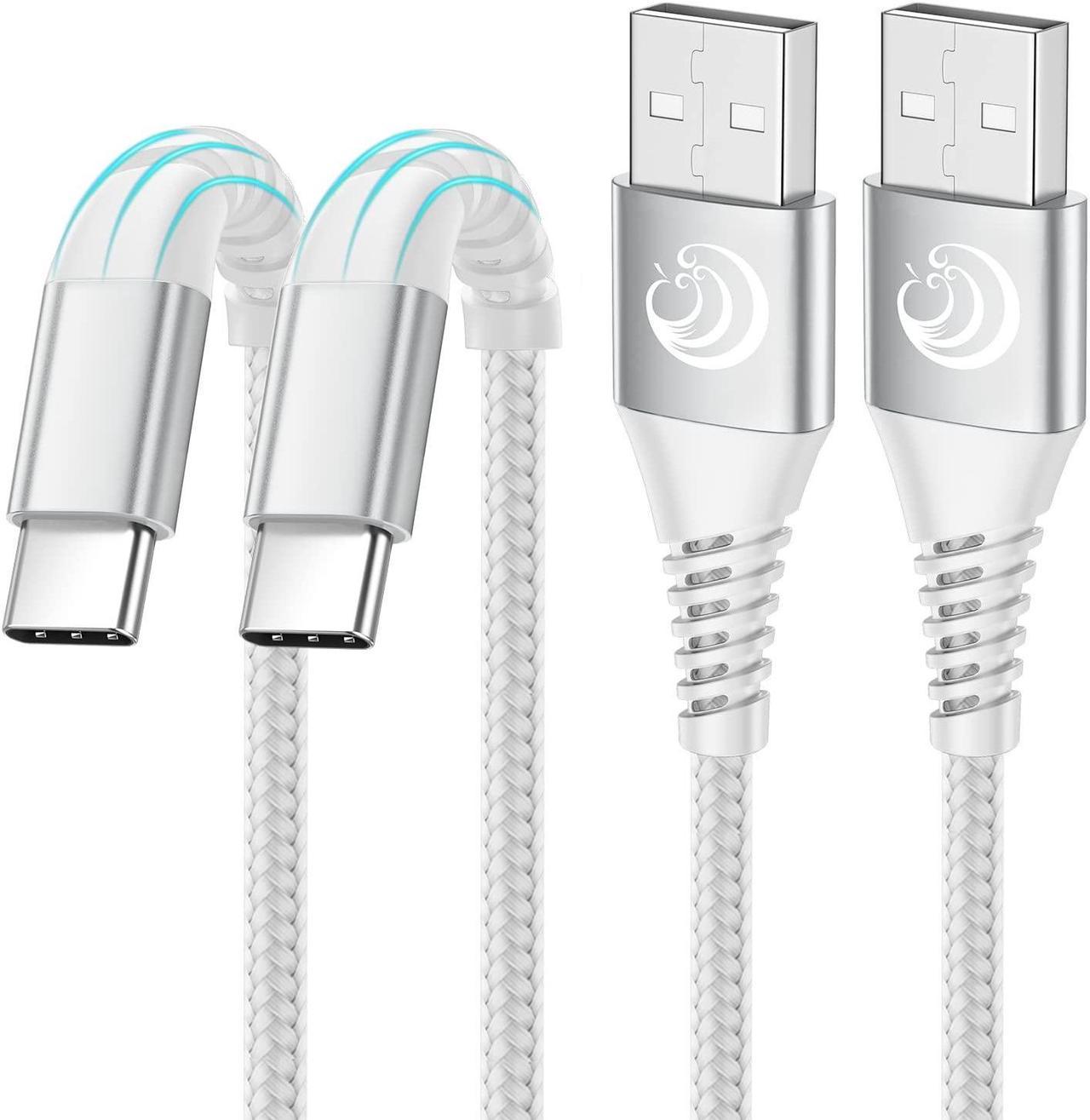 USB C Cable,3.1A Fast Charging Cable [2 Pack 6FT] QC 3.0 Nylon Braided Type C Charger Cord for Samsung Galaxy S21 S20 FE S10 S9 S8 A20 A21 A10e A50 A51 A70, LG Velvet V40 ThinQ, Moto G7 Power