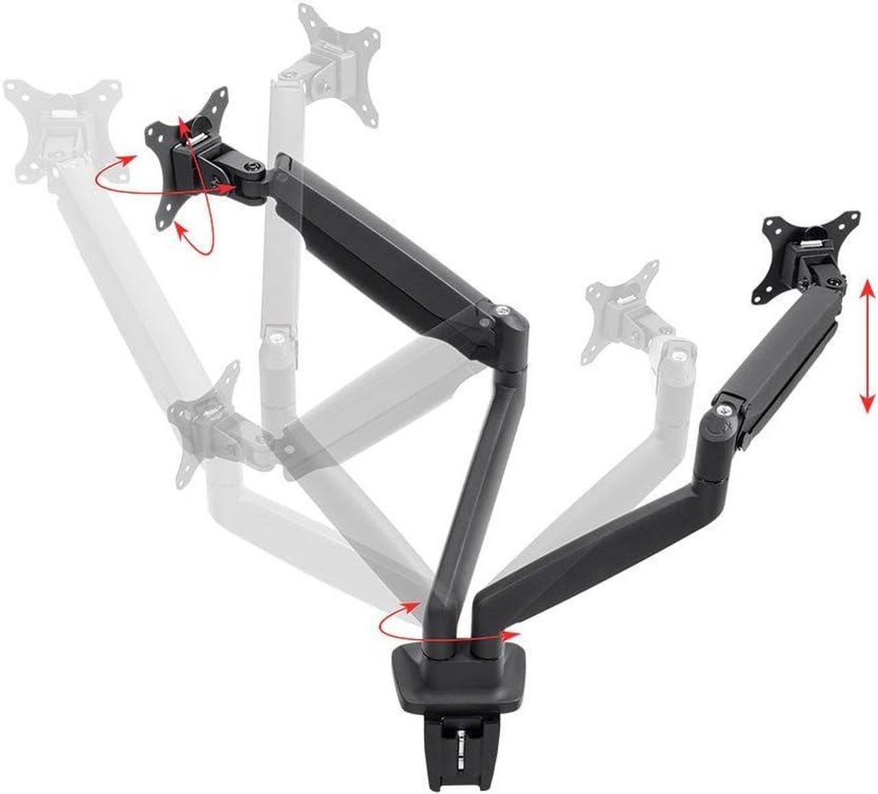 Monoprice Smooth Full Motion Dual Monitor Adjustable Gas Spring Desk Mount - Black for Large Screens, Supports Up to 34 inch Monitors, with 19.8 LBS Max Weight Per Display, Easy Set up