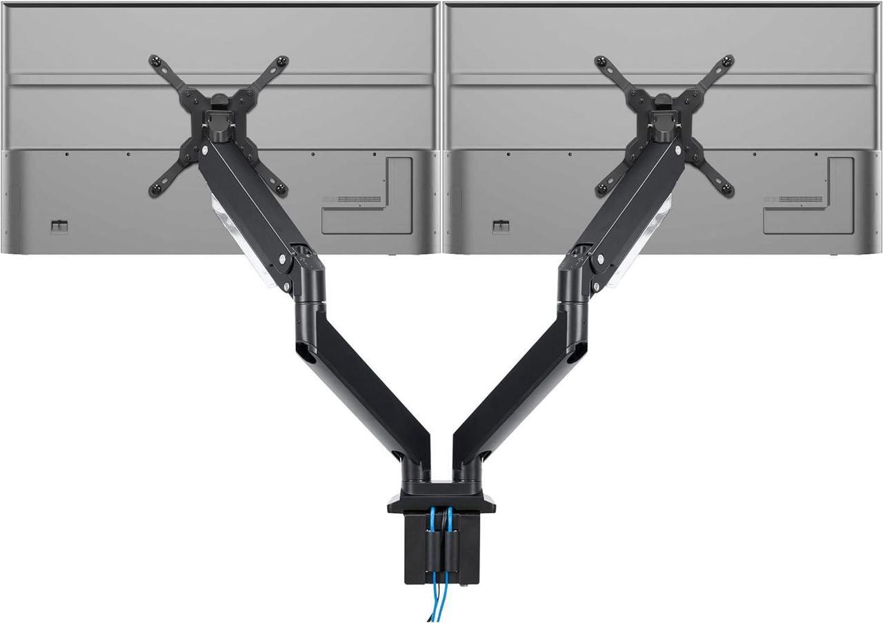 MOUNT-IT! Heavy Duty Dual Monitor Desk Mount with USB 3.0 Ports | 33 lbs Capacity Per Arm | Adjustable Gas Spring, Double Arms for Computer Monitors, Full Motion Articulating, VESA (17-35 inches)