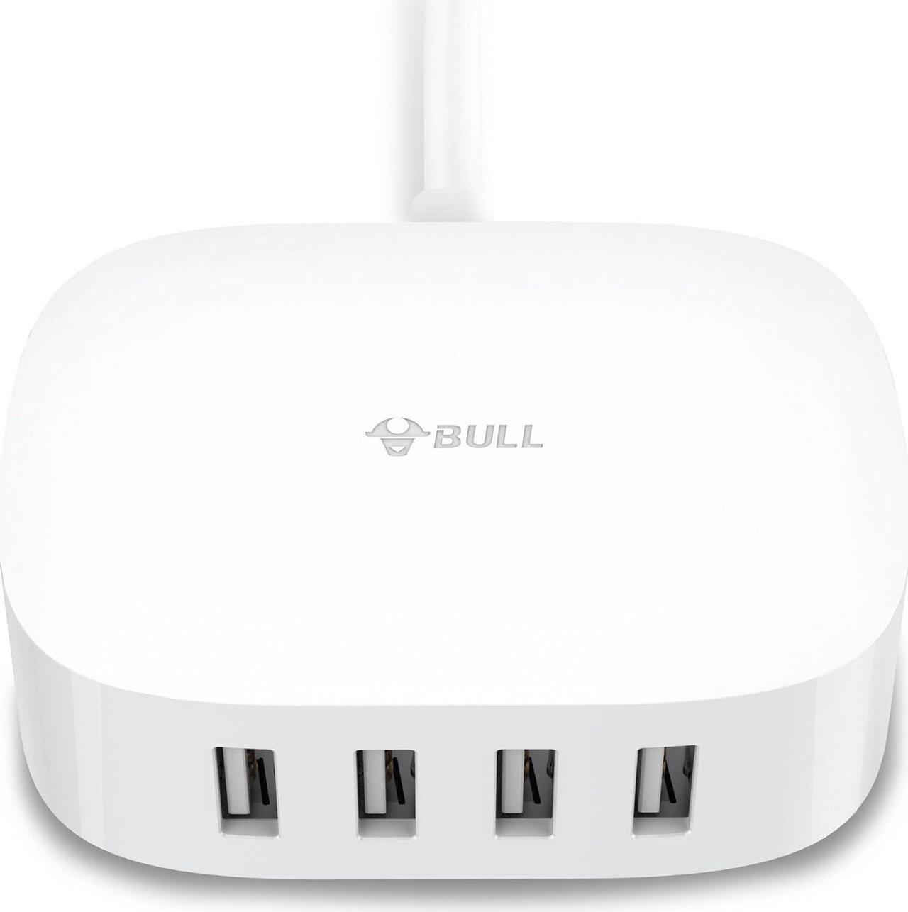 BULL USB Charging Station - 4 in 1 USB Charger with 6ft Extension Cord, USB Multiport Charger for Apple iPhone, Samsung, Tablet, Cruise Ship, Travel, Home, Office, UL Listed