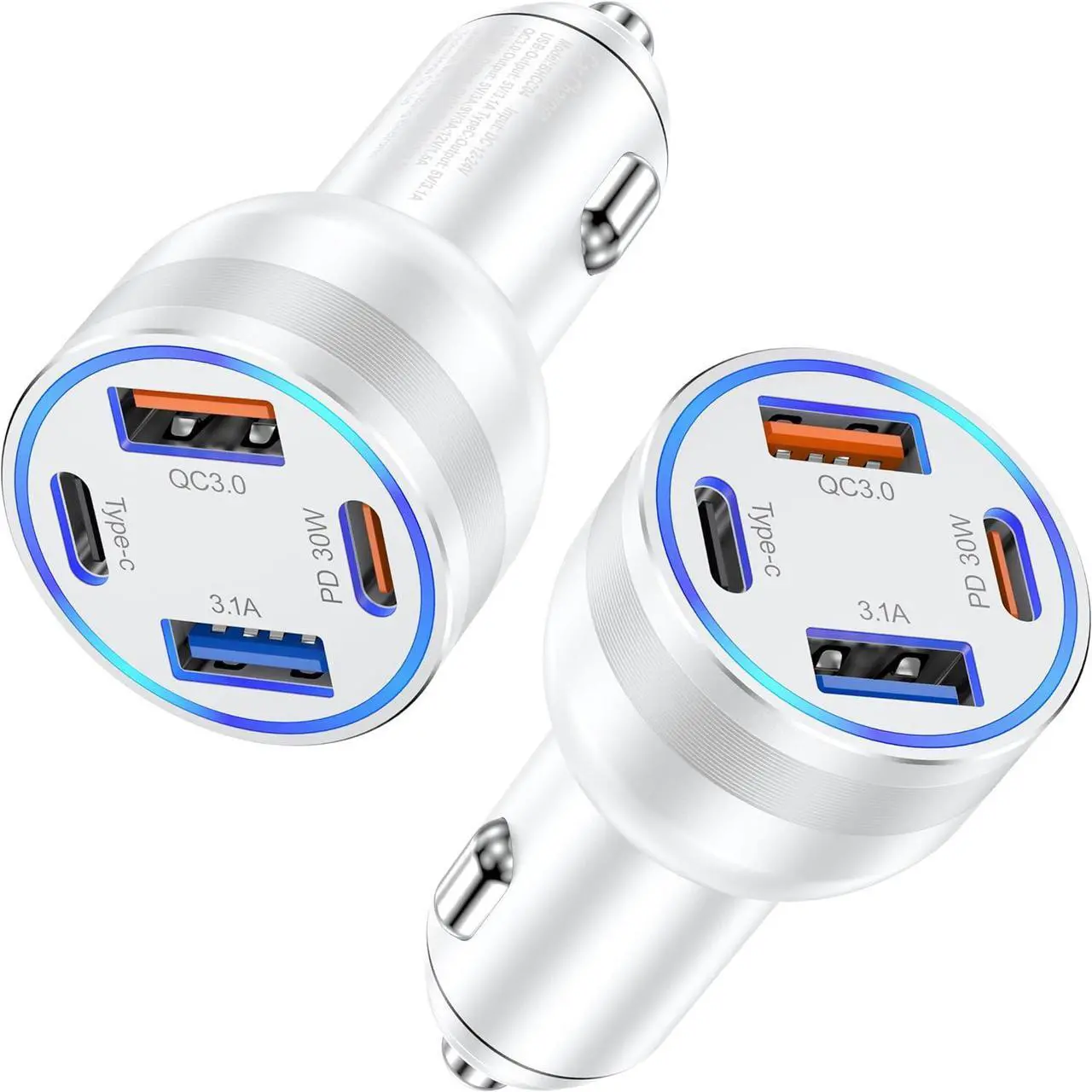 Main image of USB C Car Charger 2Pack 4-Port 65W Fast Car Charger Dual USB-C & USB-A Cigarette Lighter Car Power Adapter PD3.0&QC3.0 Fast Charging for iPhone 16 15 14 13 12 Pro Max iPad Galaxy S25 S24 S23