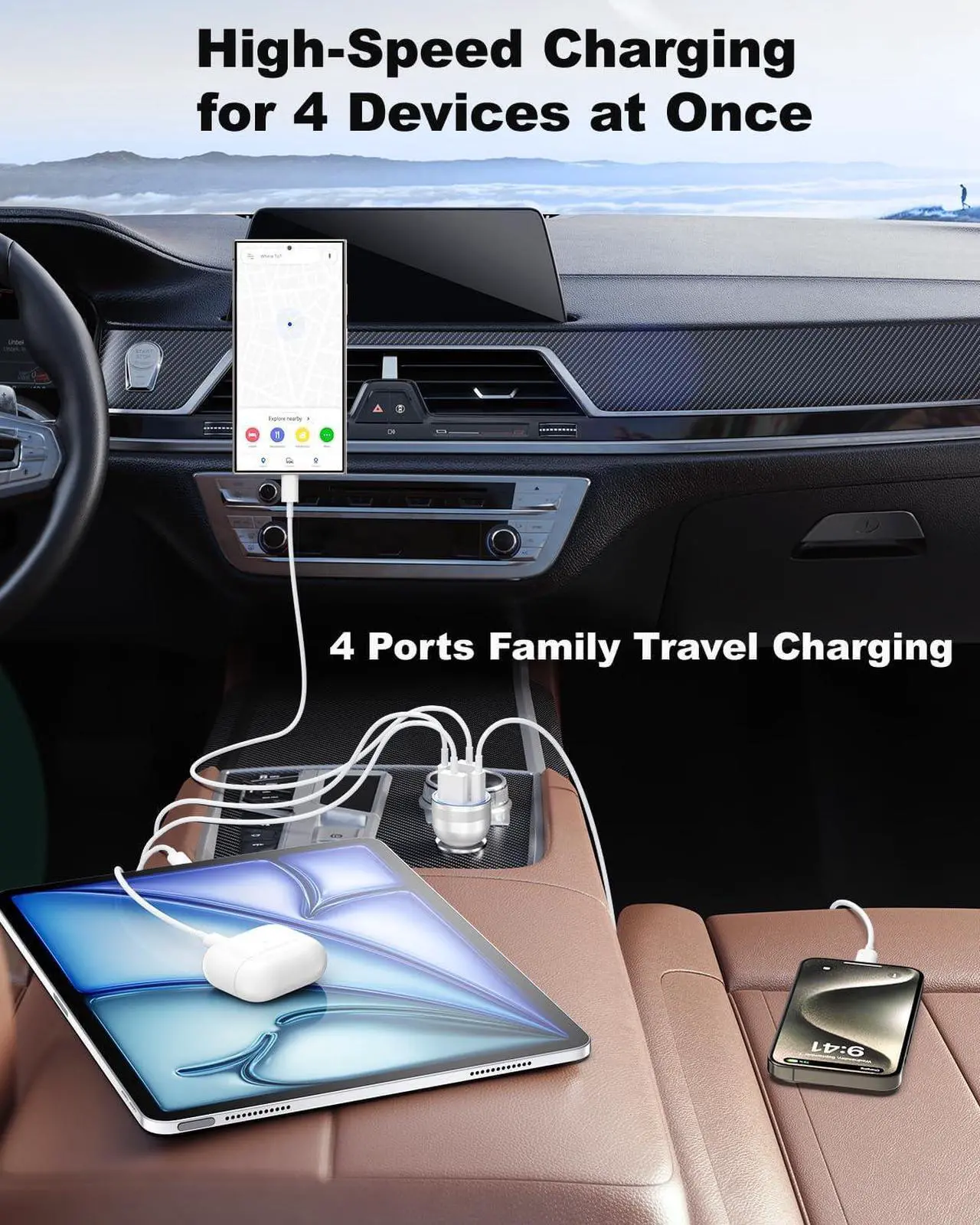 Alt view image 3 of 7 - USB C Car Charger 2Pack 4-Port 65W Fast Car Charger Dual USB-C & USB-A Cigarette Lighter Car Power Adapter PD3.0&QC3.0 Fast Charging for iPhone 16 15 14 13 12 Pro Max iPad Galaxy S25 S24 S23