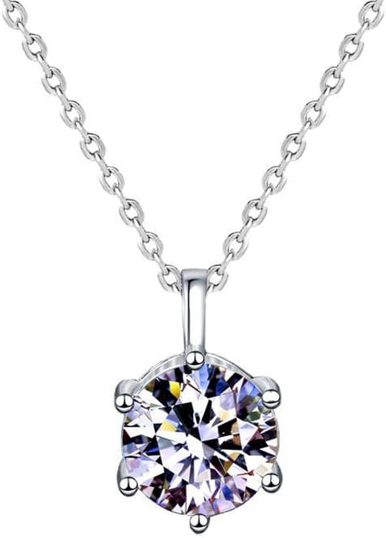 925 Sterling Silver Necklace for Women 1/2CT Moissanite Pendant Necklace for Women Senior Jewelry Wedding Valentine's Day Gift