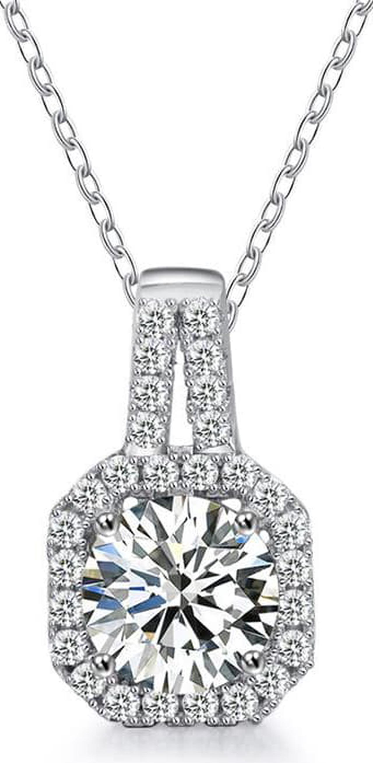 Original Design Moissanite Princess Style Necklace for Women 925 Sterling Silver Pendant Necklace - Girl Wedding Jewelry