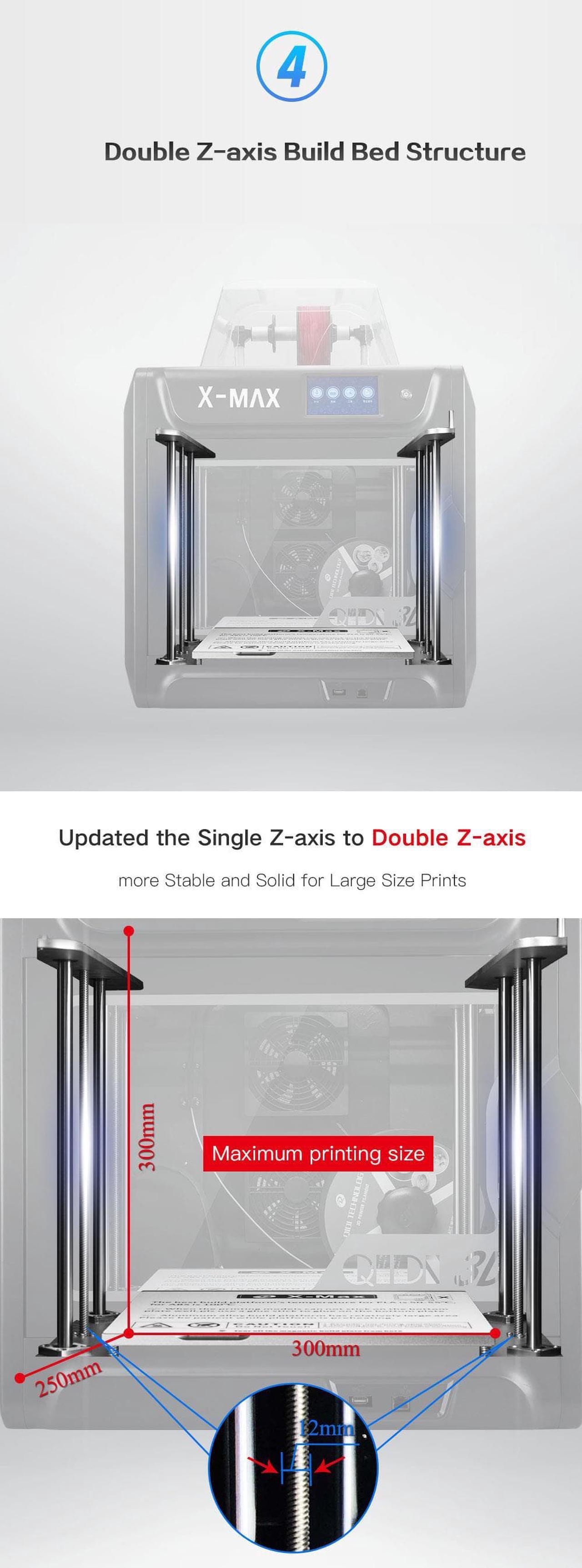 Alt view image 12 of 14 - QIDI TECH 3D Printer X-MAX Large Size Industrial WiFi High Precision Printing with PLA TPU PC PETG Nylon 300*250*300mm 1year warranty great after sale service