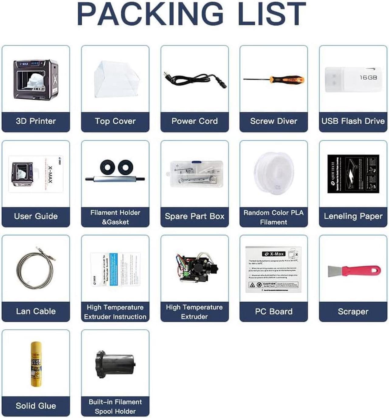 Alt view image 14 of 14 - QIDI TECH 3D Printer X-MAX Large Size Industrial WiFi High Precision Printing with PLA TPU PC PETG Nylon 300*250*300mm 1year warranty great after sale service