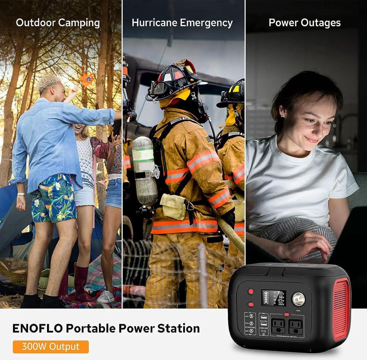 Alt view image 5 of 6 - Portable Power Station With Wireless Charging 300W Portable Solar Generator 228Wh Portable Power Supply With LED Light Power Generator 9 Outputs Portable Charging Station for Outdoor Camping Emergency