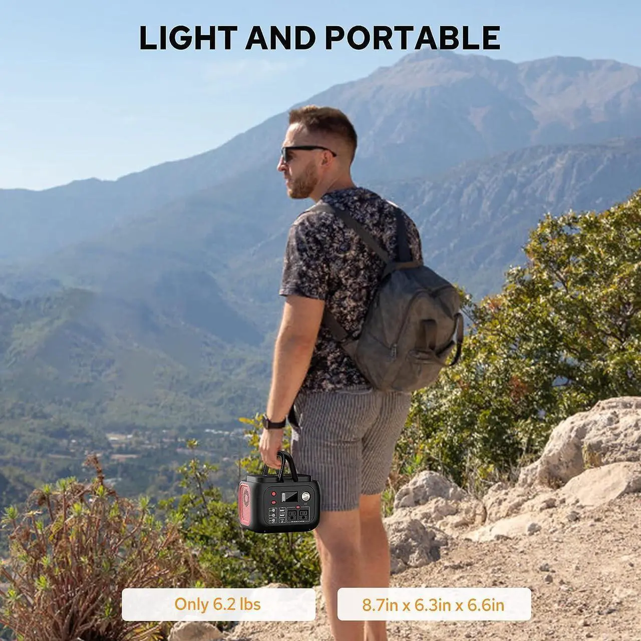 Alt view image 6 of 6 - Portable Power Station With Wireless Charging 300W Portable Solar Generator 228Wh Portable Power Supply With LED Light Power Generator 9 Outputs Portable Charging Station for Outdoor Camping Emergency