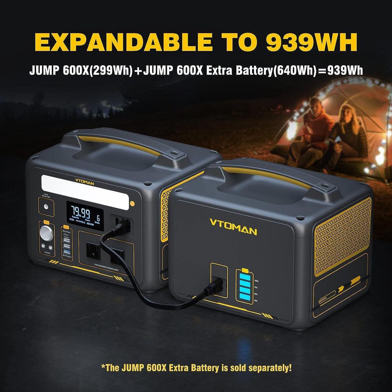 Alt view image 4 of 7 - VTOMAN 600W Portable Power Station, LFP Battery Powered Generator with 2x 600W AC Outlets (Surge 1200W), 4x USB ports, 3x DC Output for Outdoor Camping, Vehicle Emergency, Electric Backup