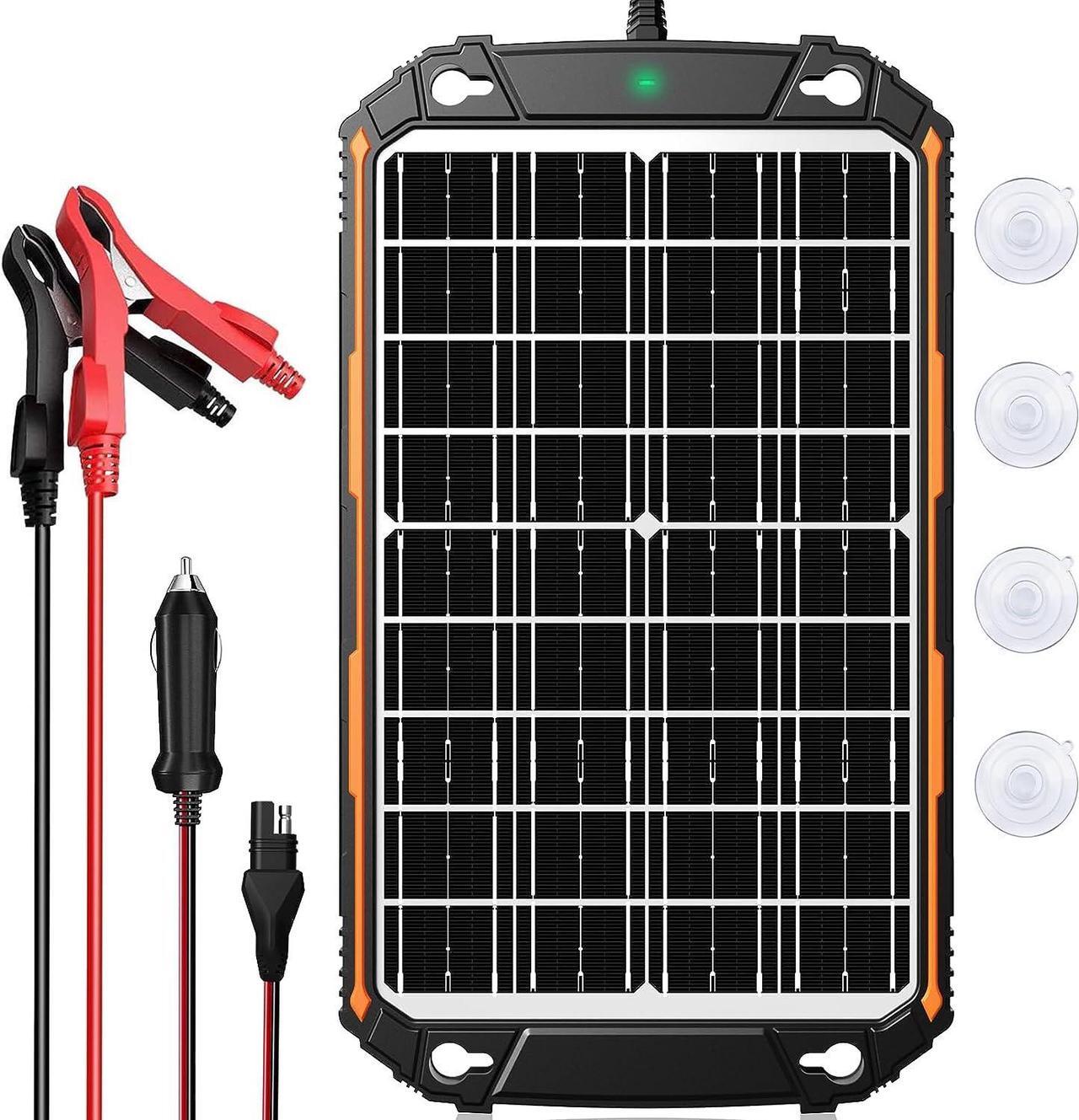 Main image of 15W 12V Solar Battery Charger & Maintainer, Solar Powered Trickle Charger with Built-in Intelligent MPPT Charge Controller, Portable 12 Volt Solar Panel Charging Kit for Car Automotive Boat RV Marine