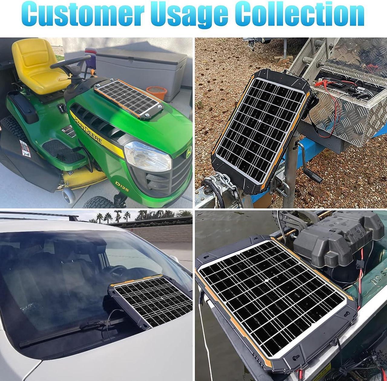 Alt view image 5 of 7 - 15W 12V Solar Battery Charger & Maintainer, Solar Powered Trickle Charger with Built-in Intelligent MPPT Charge Controller, Portable 12 Volt Solar Panel Charging Kit for Car Automotive Boat RV Marine
