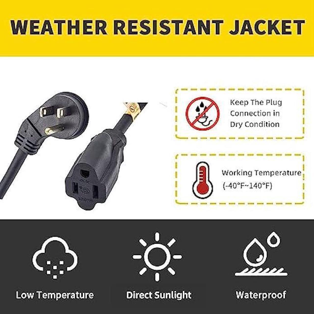 Alt view image 7 of 7 - Honderson 20FT Extension Cord - Flat Plug 3 Prong Indoor Extension Cable,Black 16 Gauge Heavy Duty Cable for Kitchen Home Appliance,UL Listed