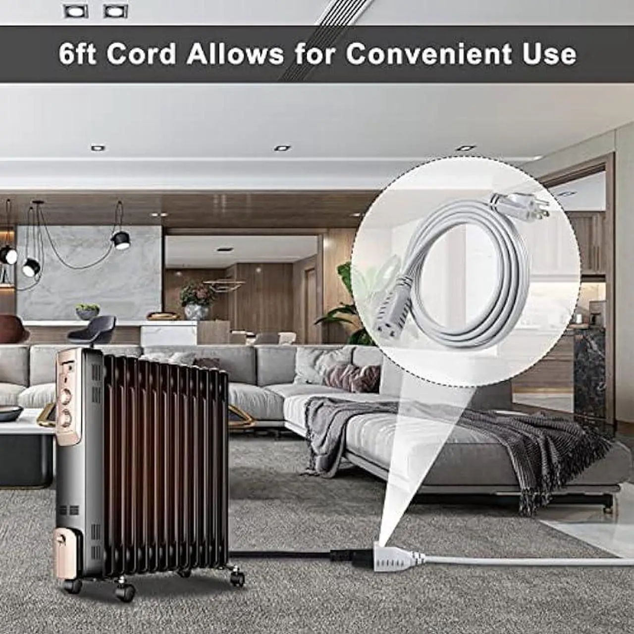Alt view image 6 of 7 - KUNCAN Appliance Power Extension Cord - Heavy Duty 14/3 AWG Parallel 3 Prong Low Profile Flat Cable US Plug Male to Female Extender Grounded Wire for AC Unit, Air Conditioner, Refrigerator (6 ft)