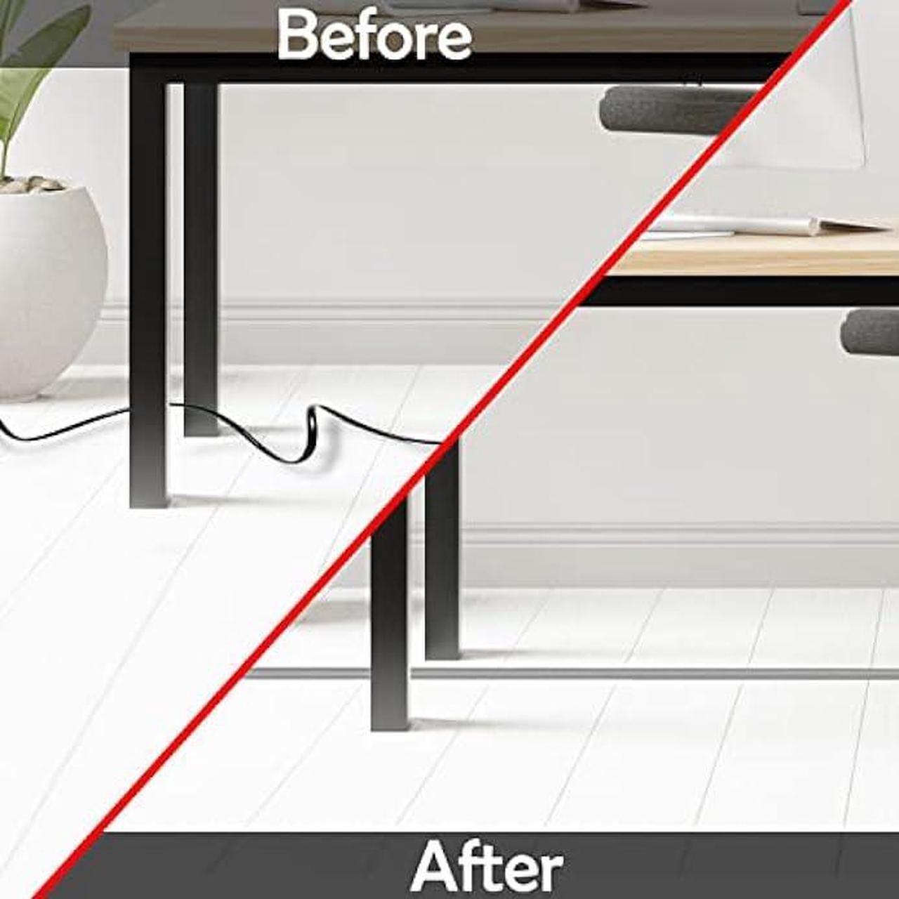 Alt view image 5 of 7 - Rubber Bond Cord Cover Floor Cable Protector - Strong Self Adhesive Floor Cord Covers for Wires - Low Profile Extension Cord Covers for Floor & Wall - Grey - Thin Cord - 4 Feet
