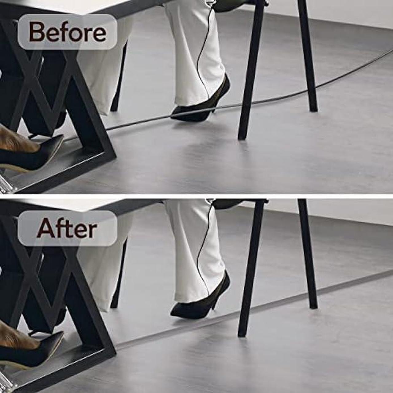 Alt view image 4 of 7 - Rubber Bond Cord Cover Floor Cable Protector - Strong Self Adhesive Floor Cord Covers for Wires - Low Profile Extension Cord Covers for Floor & Wall - Grey - Thin Cord - 4 Feet