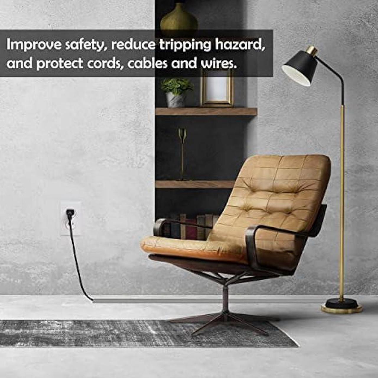 Alt view image 6 of 7 - Rubber Bond Cord Cover Floor Cable Protector - Strong Self Adhesive Floor Cord Covers for Wires - Low Profile Extension Cord Covers for Floor & Wall - Grey - Thin Cord - 4 Feet