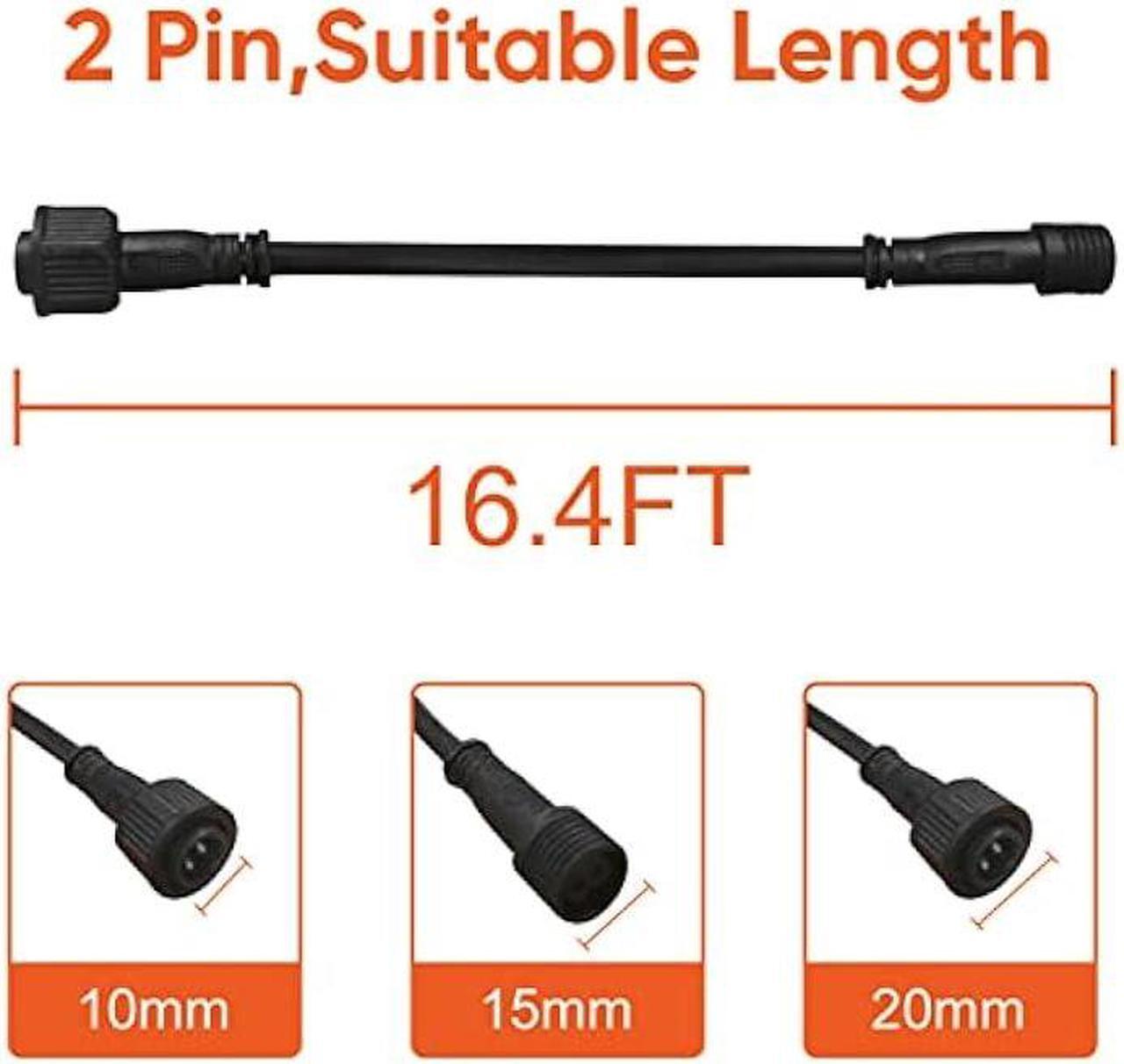 Alt view image 2 of 6 - TINSUM Solar Extension Cable 5m16.4 Feet Extender Wires Cords Two Core with Plug Waterproof IP65 for Solar Flood Lights Solar Street Lights 22AWG