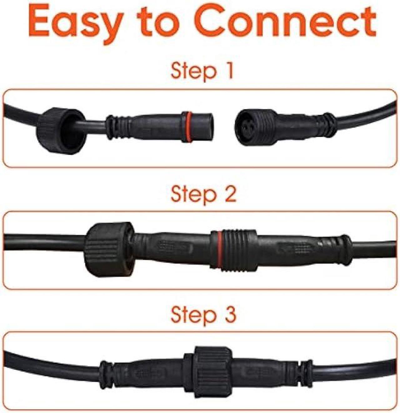 Alt view image 3 of 6 - TINSUM Solar Extension Cable 5m16.4 Feet Extender Wires Cords Two Core with Plug Waterproof IP65 for Solar Flood Lights Solar Street Lights 22AWG