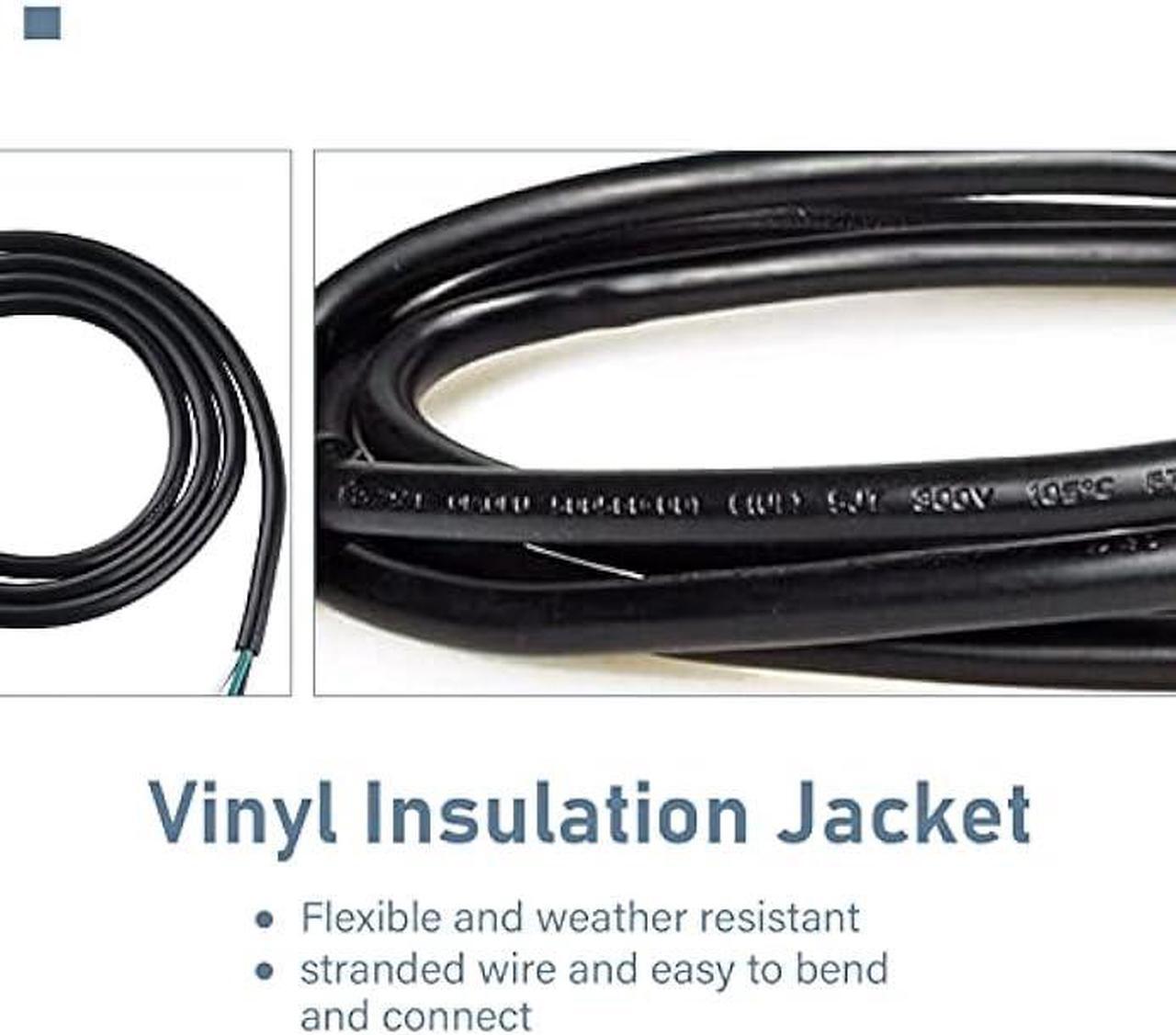 Alt view image 5 of 7 - EP 2 Pack 6 ft 14/3C SJTW Appliance and Power Tool Cord, 14 Gauge 3 Prong Heavy Duty Replacement Power Supply Cord Cable, 110V 115V 120V AC Pigtail, 15A, 1875w