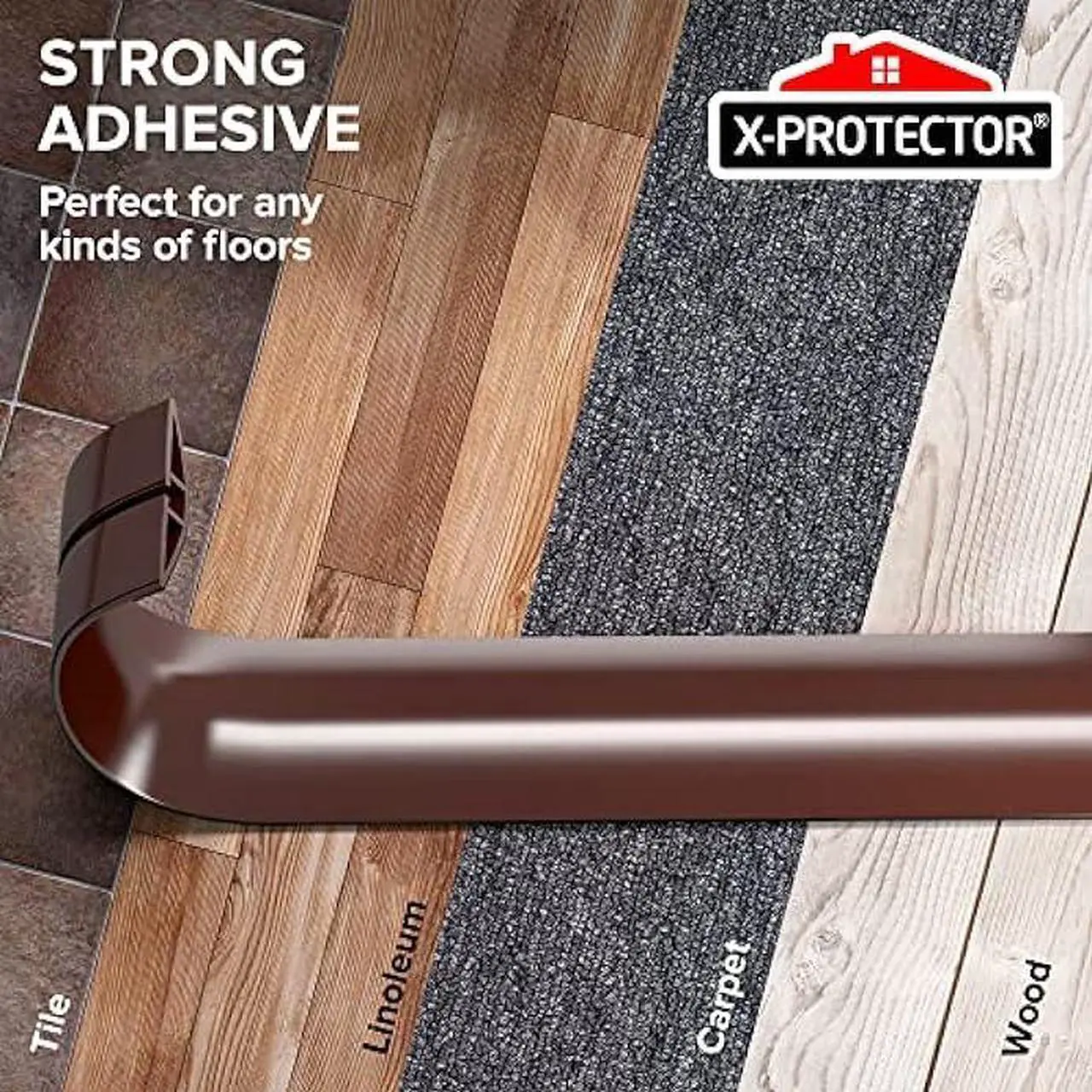 Alt view image 4 of 6 - Floor Cord Cover X-Protector  Overfloor 1.52m Silicone Cord Protector  Ideal Extension Cord Cover to Protect Wires On Floor  Self-Adhesive Power Cable Protector (5ft.)