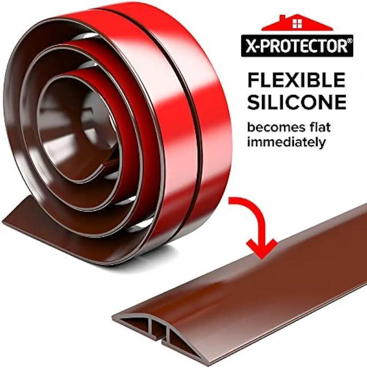 Alt view image 6 of 6 - Floor Cord Cover X-Protector  Overfloor 1.52m Silicone Cord Protector  Ideal Extension Cord Cover to Protect Wires On Floor  Self-Adhesive Power Cable Protector (5ft.)