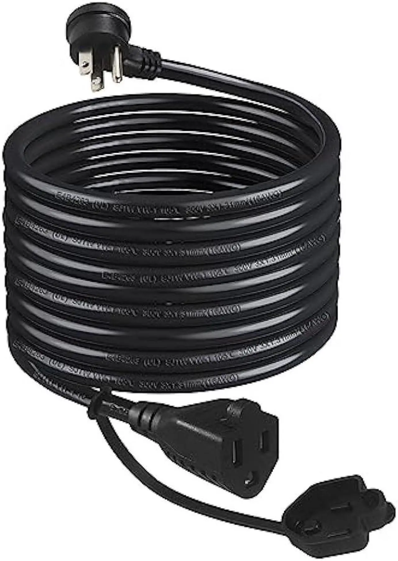 Main image of Outdoor Weatherproof Power Extension Cord 10FT - Black Low Profile Flat Plug Extension Cord, SJTW 16 Gauge Heavy Duty Weather Resistant Outside Garden Grounded Extension Lead