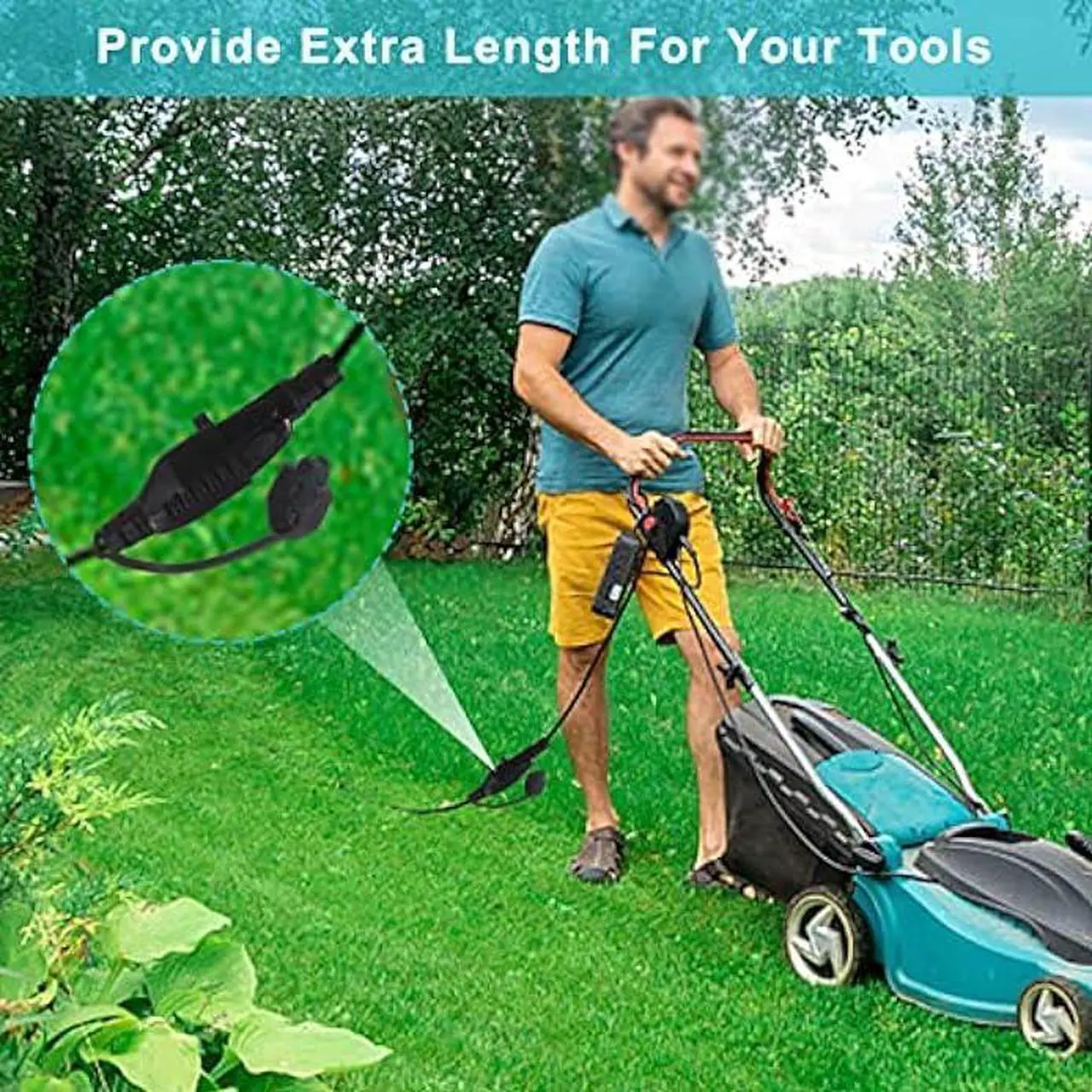 Alt view image 6 of 7 - Outdoor Weatherproof Power Extension Cord 10FT - Black Low Profile Flat Plug Extension Cord, SJTW 16 Gauge Heavy Duty Weather Resistant Outside Garden Grounded Extension Lead