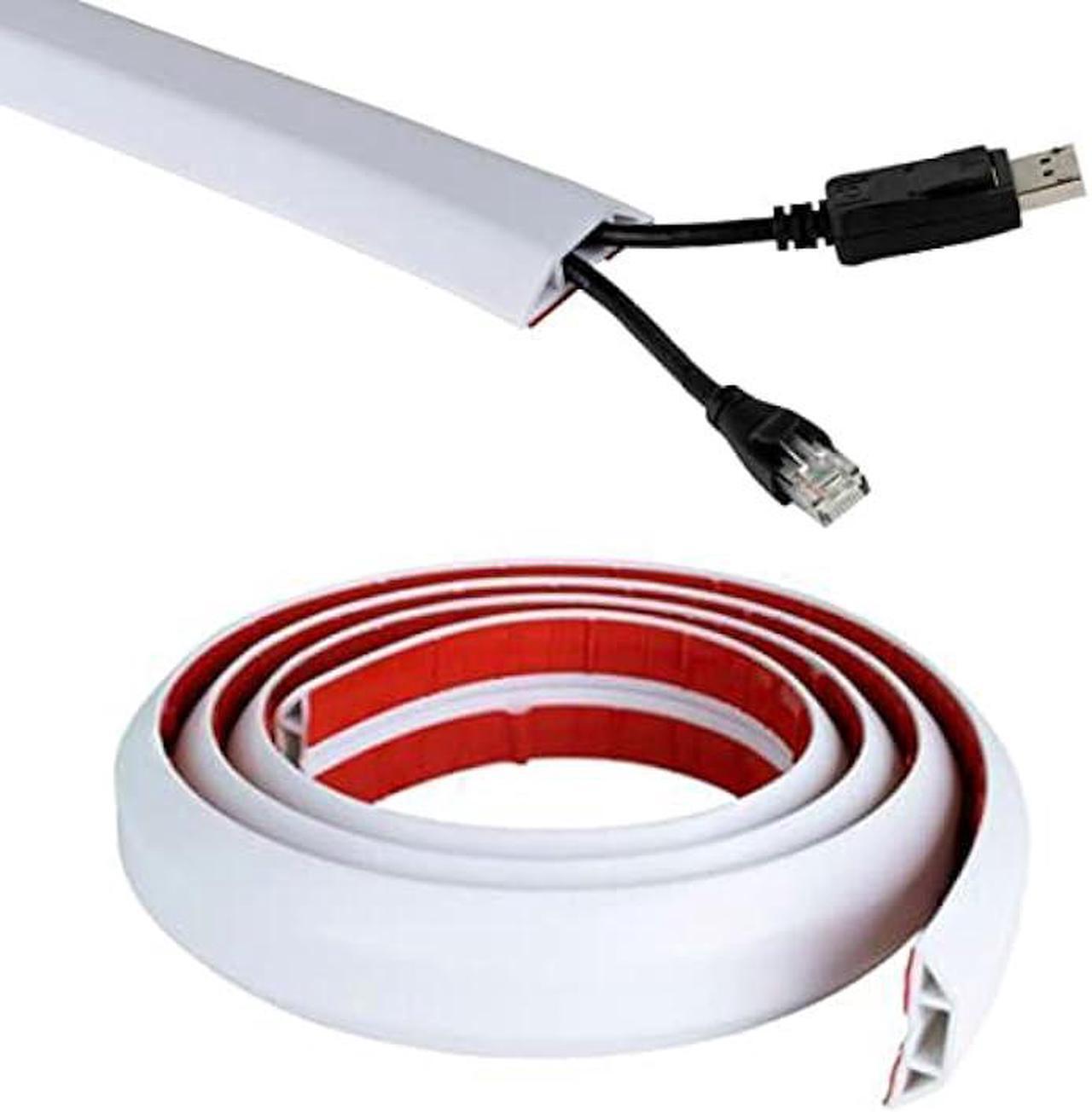 Main image of 6.5ft Floor Cord Cover Cable Protector, Strong Self-Adhesive Rubber Wire Management Organizer Hider - Extension Protect Cords and Prevent Trip Hazard, Wall Cord Cavity for Home Office Outdoor (White)
