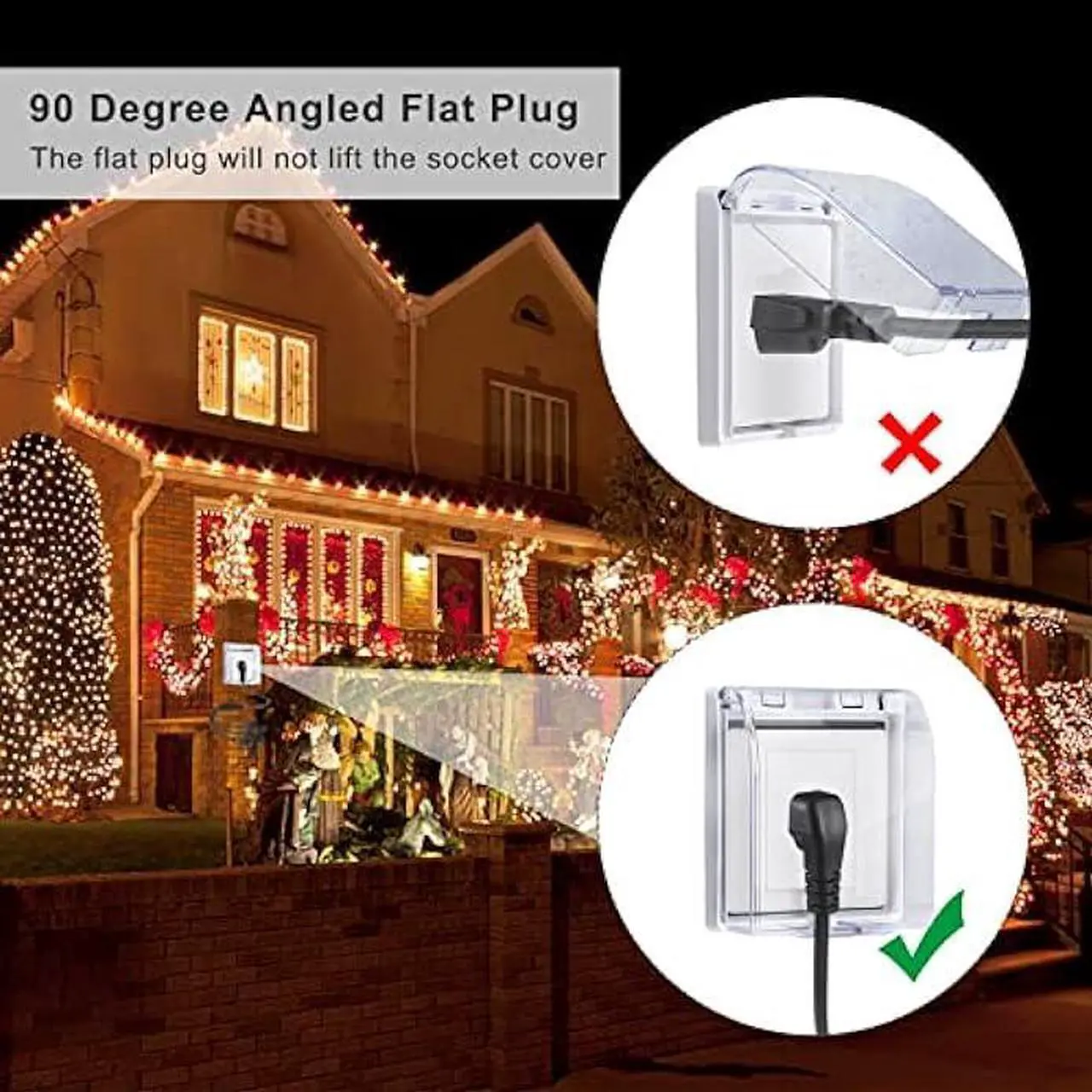 Alt view image 6 of 7 - Power Cord Extension Y Splitter - 1 to 2 Way Outlet Adapter NEMA 5-15P 90-Degree Flat Plug to 2 X NEMA 5-15R with SJT 16AWG 3-Prong Cable Wire Extender Space Saver for Kitchen Home Office