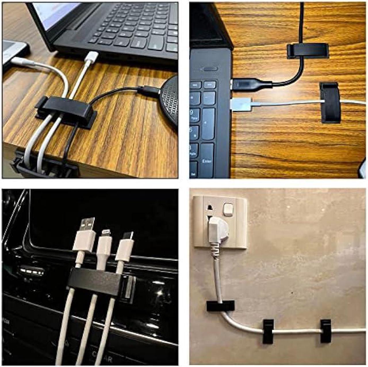 Alt view image 6 of 6 - Cable Clips 50Pcs, Self Adhesive Cable Management Clips, Cord Organizer Wire Clips Cord Holder for Appliances PC Wall Ethernet Cable Under Desk Nightstand Home Office Car (Black)