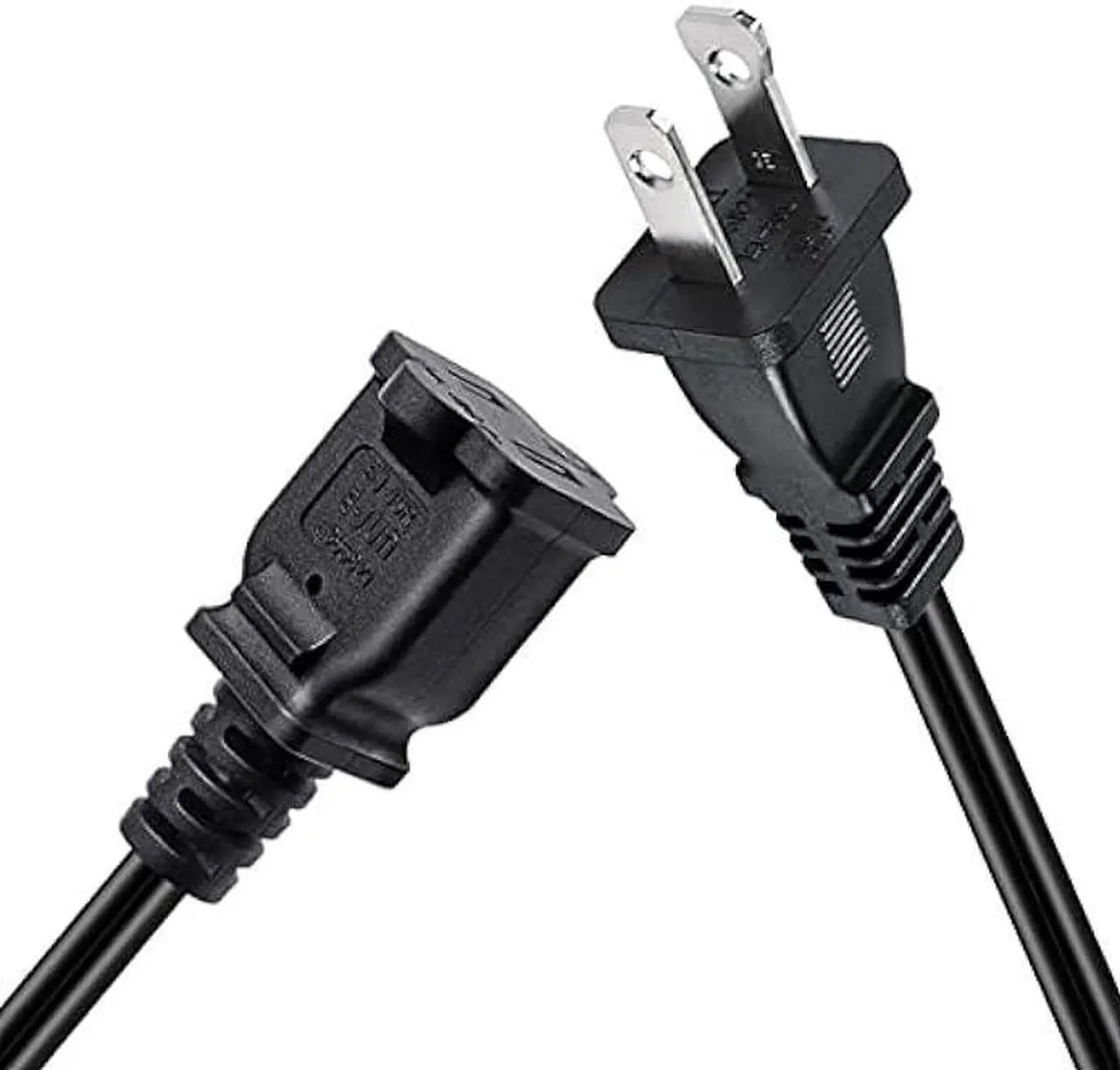 Alt view image 7 of 7 - Toptekits 2-Pack Polarized USA Outlet Saver Power Extension Cord Cable 125V 10A 2-Prong 2 Outlets for NEMA 5-15P to NEMA 5-15R (1.6ft/50cm)