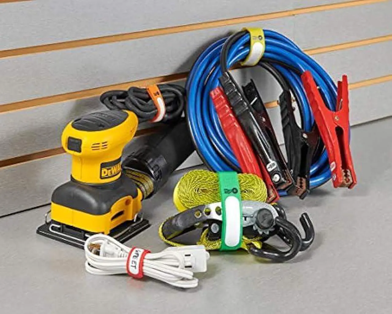 Alt view image 4 of 6 - Wrap-It Storage Cinch-Straps (Assorted 16 Pack) Hook and Loop Straps with Metal Buckles and Write on Labels for Easy Cord Identification, Waterproof, Reusable, Multi-Purpose, Adjustable