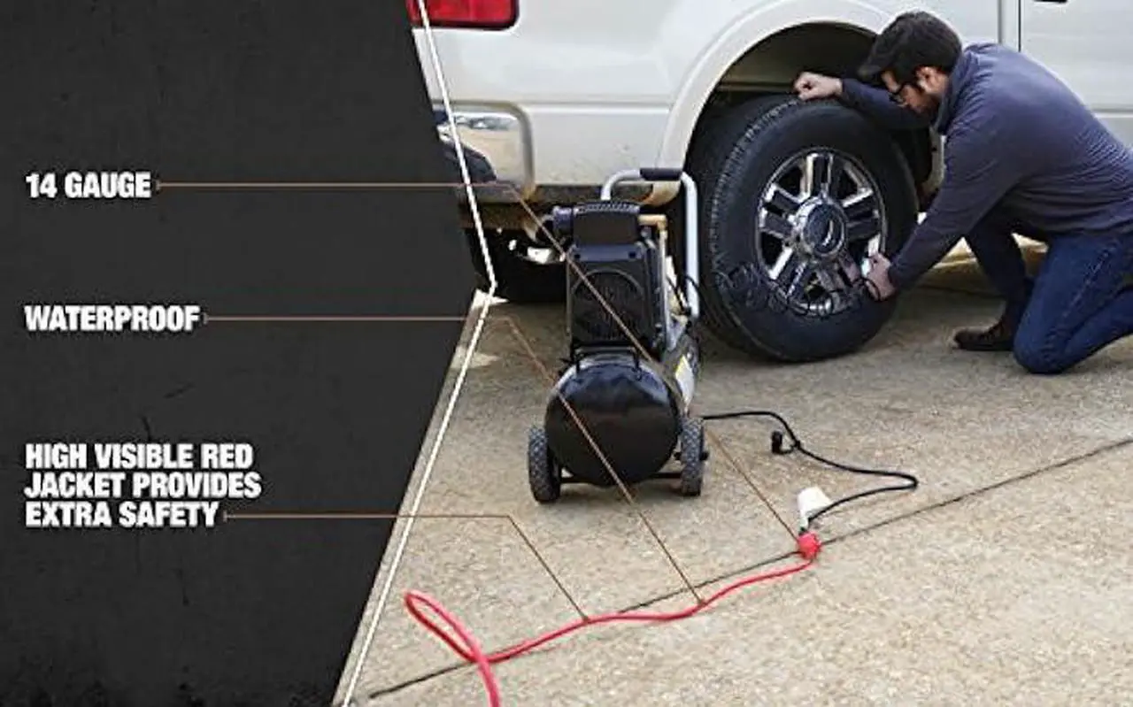 Alt view image 4 of 6 - Southwire 2408SW8804 14/3 SJTW ft Vinyl Outdoor All-Purpose Extension Cord Waterproof, 50', Red