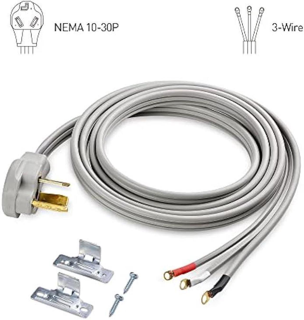 Alt view image 2 of 5 - Cable Matters 10 AWG 3 Prong Dryer Cord 10 ft, 30 Amp 7500W Rated, NEMA 10-30P to 3-Wire Appliance Cord, Dryer Plug 3 Prong Cord, Gray