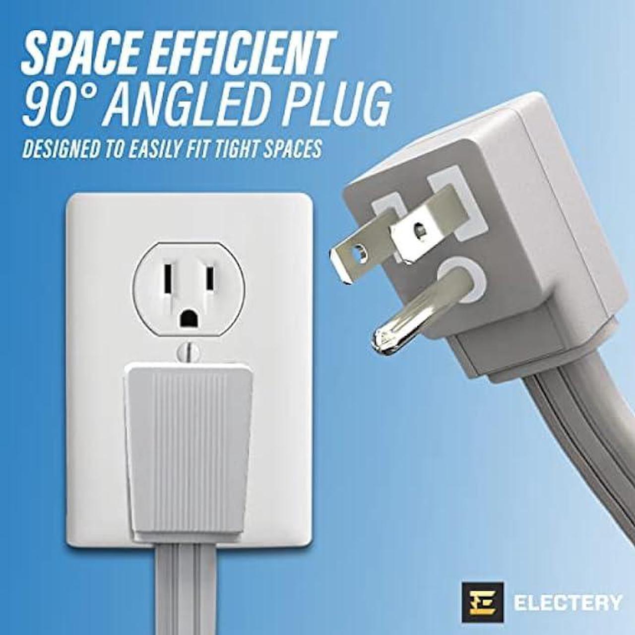 Alt view image 5 of 7 - 12 Ft Appliance Power Extension Cord, Heavy Duty 14 Gauge Gray Wire for All Major Appliances, 1875W High Voltage Grey Outlet, 3 Prong Grounded Flat Plug, Powered by ELECTERY