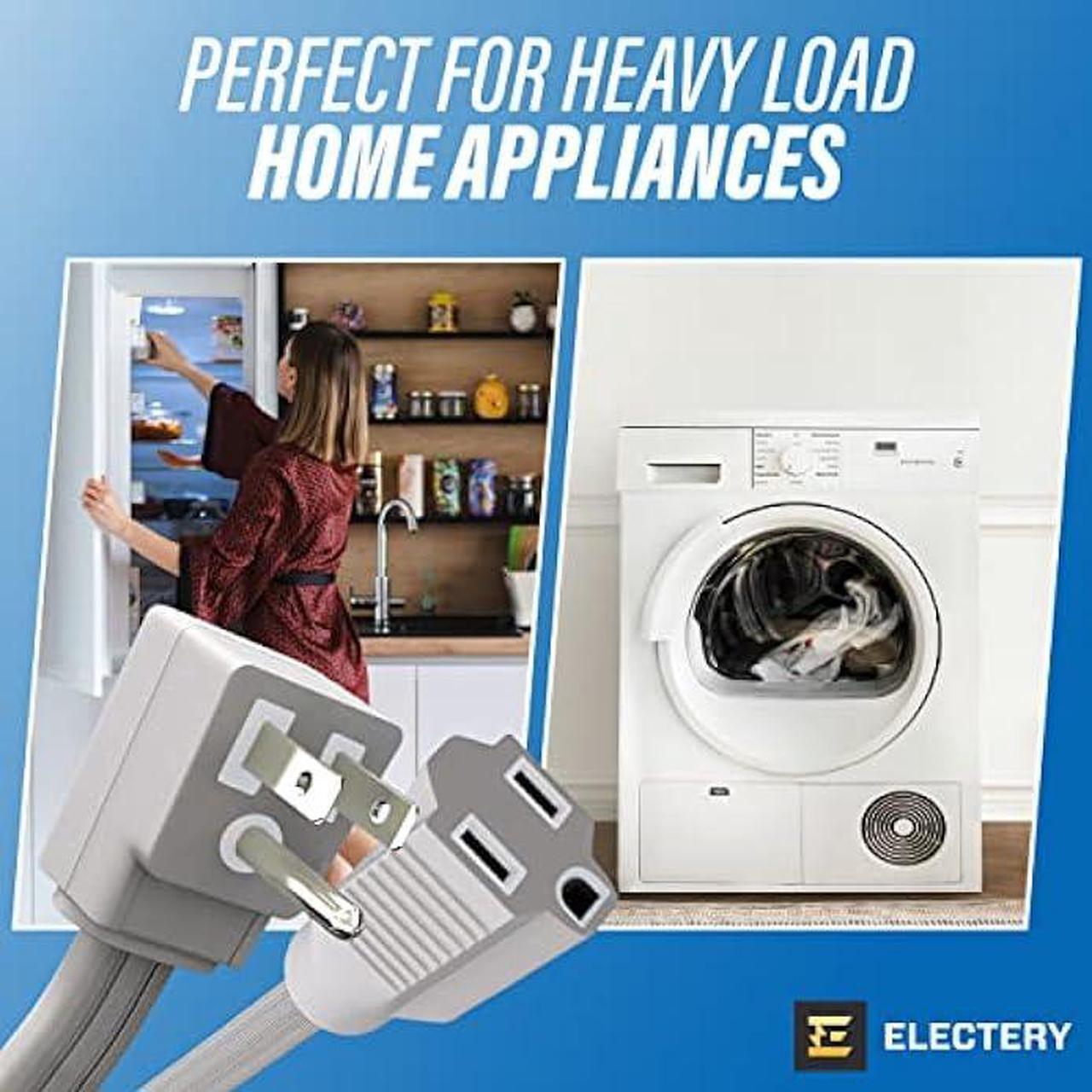 Alt view image 7 of 7 - 12 Ft Appliance Power Extension Cord, Heavy Duty 14 Gauge Gray Wire for All Major Appliances, 1875W High Voltage Grey Outlet, 3 Prong Grounded Flat Plug, Powered by ELECTERY