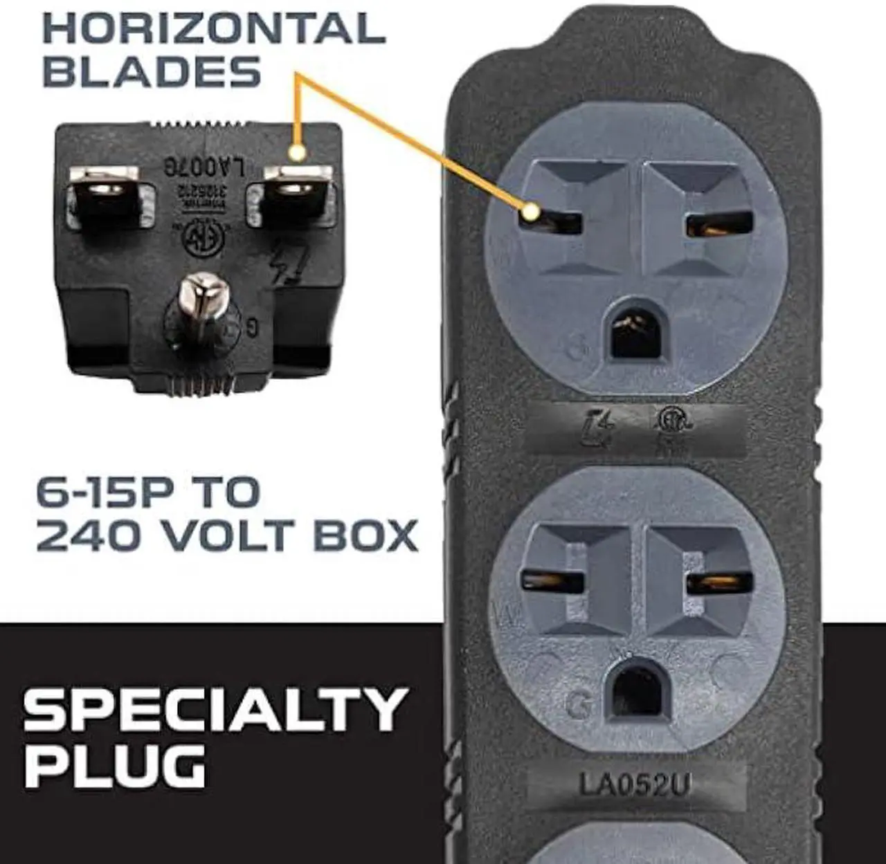 Alt view image 4 of 5 - Iron Forge Cable 220/240 Volt Extension Cord, 10 Ft - 14/3 SJTW 6-15P Male Plug to Three Box Outlets