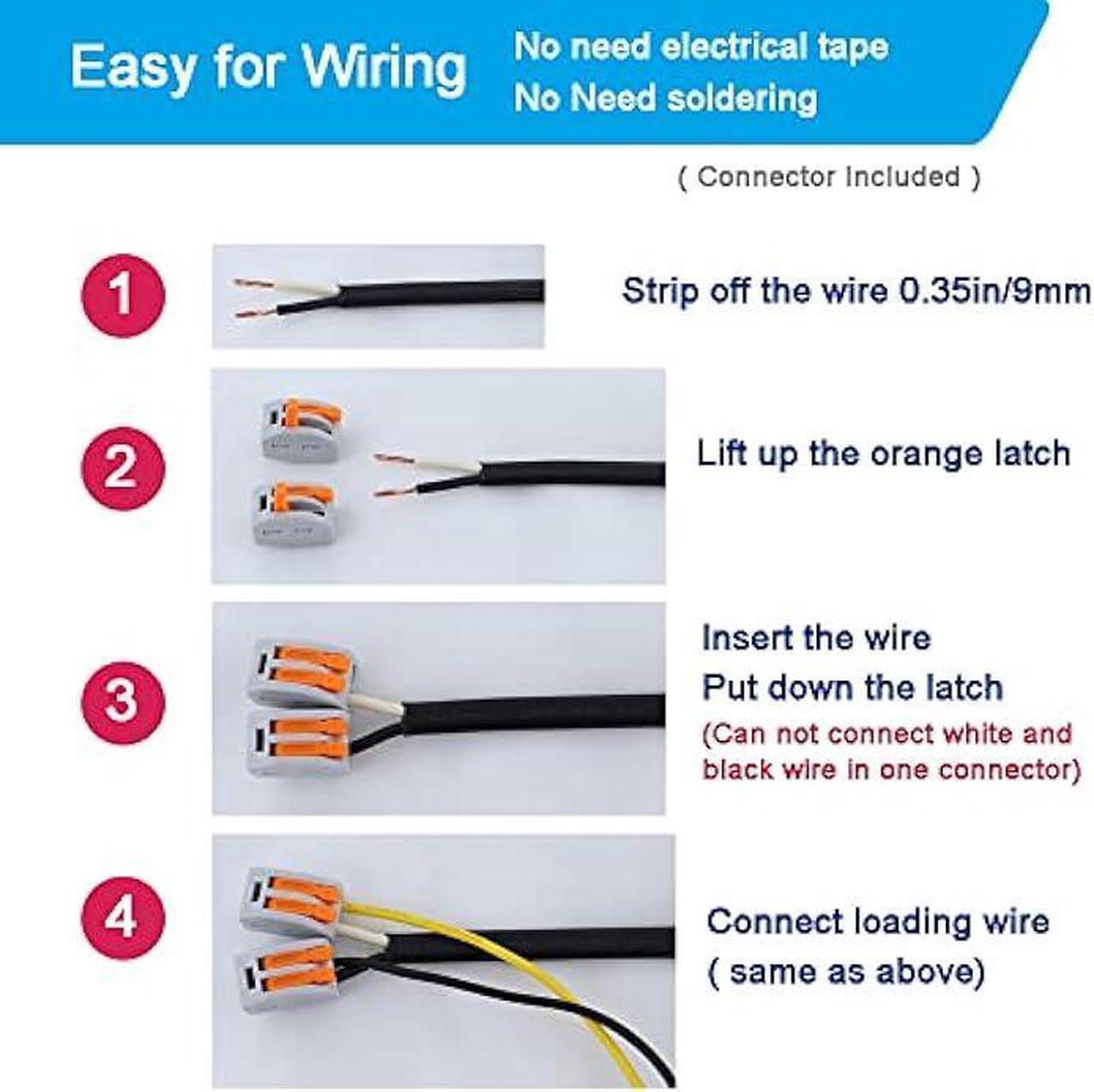 Alt view image 3 of 6 - 12FT Replacement Power Cord 18 Gauge Round Cable Polarized 2 Prong Plug Pigtail 18 AWG 120V AC Power Supply Cord SJT 2/C Wire Stripped Off 10A 1250watt Black Plug Cords Open End