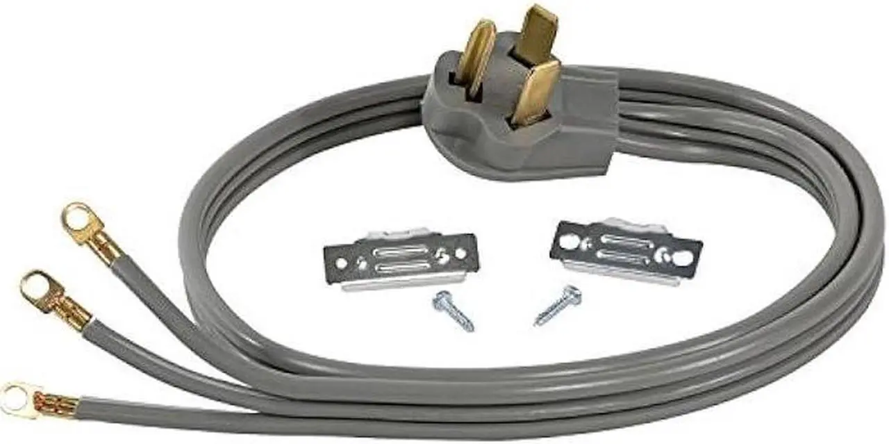 Alt view image 2 of 7 - Certified Appliance Accessories 30-Amp Appliance Power Cord, 3 Prong Dryer Cord, 3 Wires with Eyelet Connectors, 5 Feet, Copper Wire, Gray (90-1022)